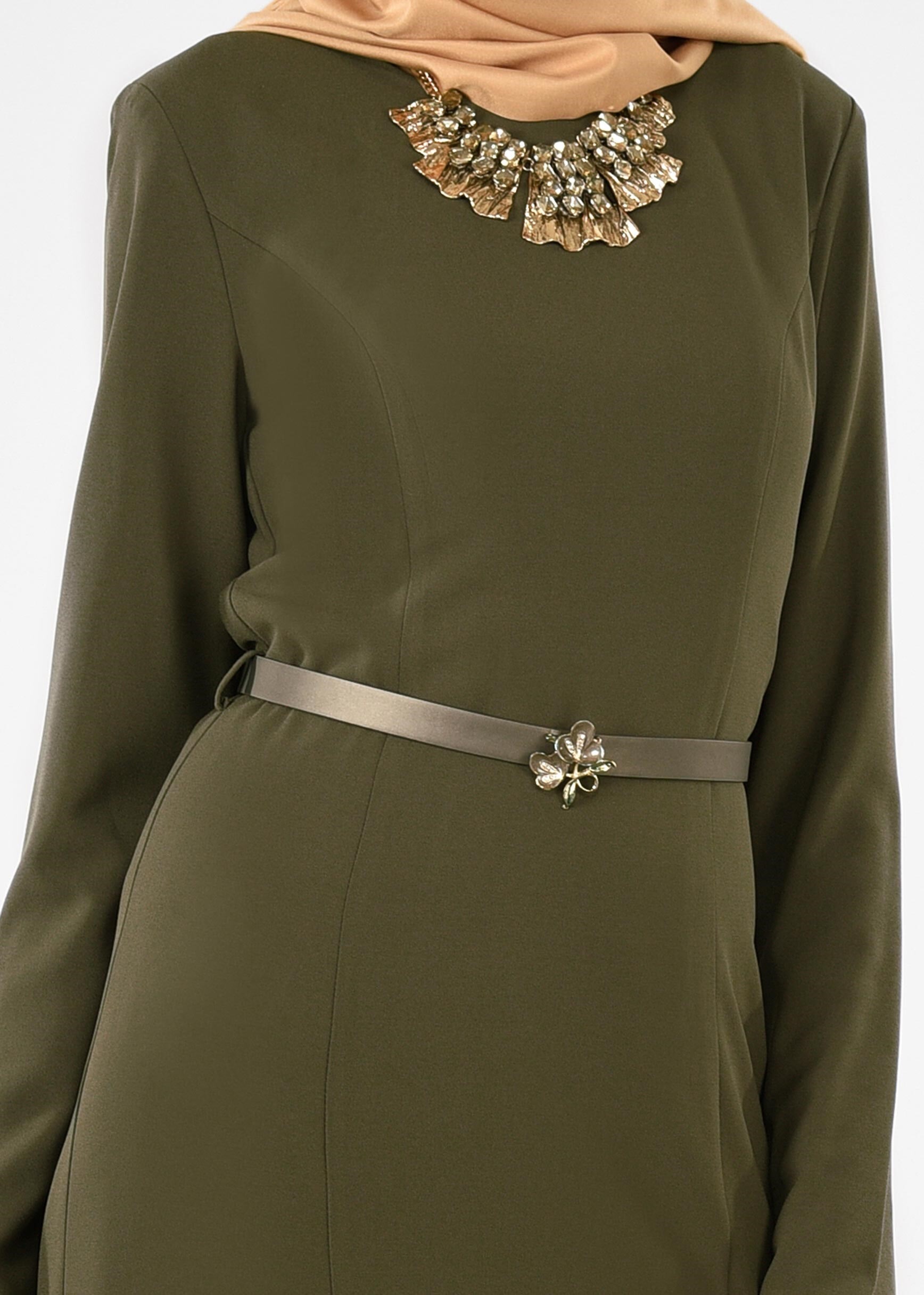 Tesettür giyim HAKİ 4496 CAMİLA 6385 ELBİSE 38/44 TEK40