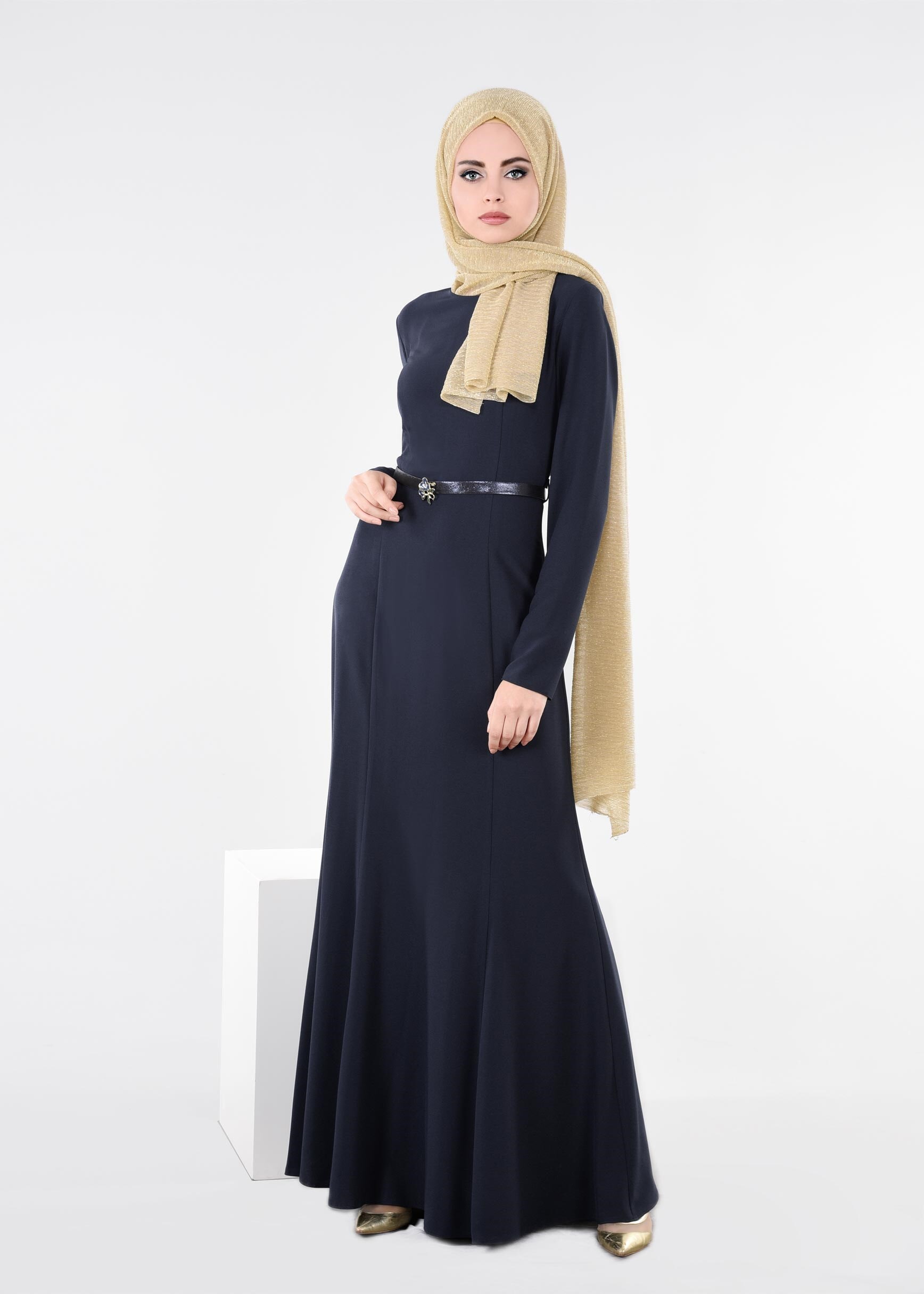 Tesettür giyim LACİVERT 4496 CAMİLA 6385 ELBİSE 38/44 TEK40