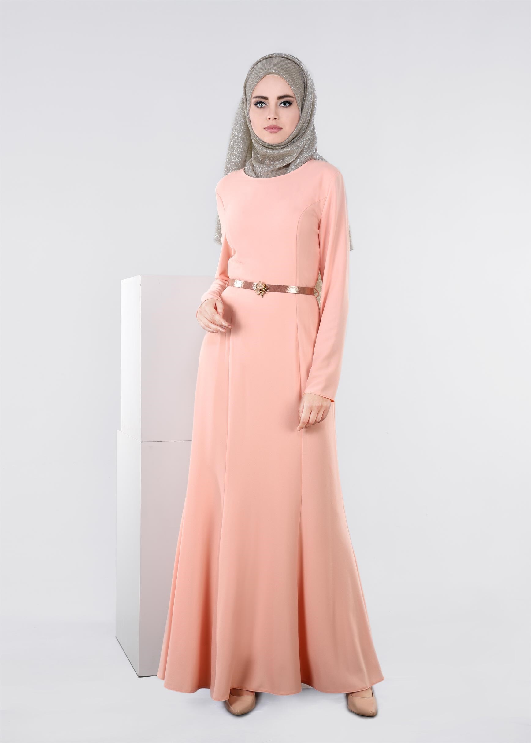 Tesettür giyim PEMBE 4496 CAMİLA 6385 ELBİSE 38/44 TEK40