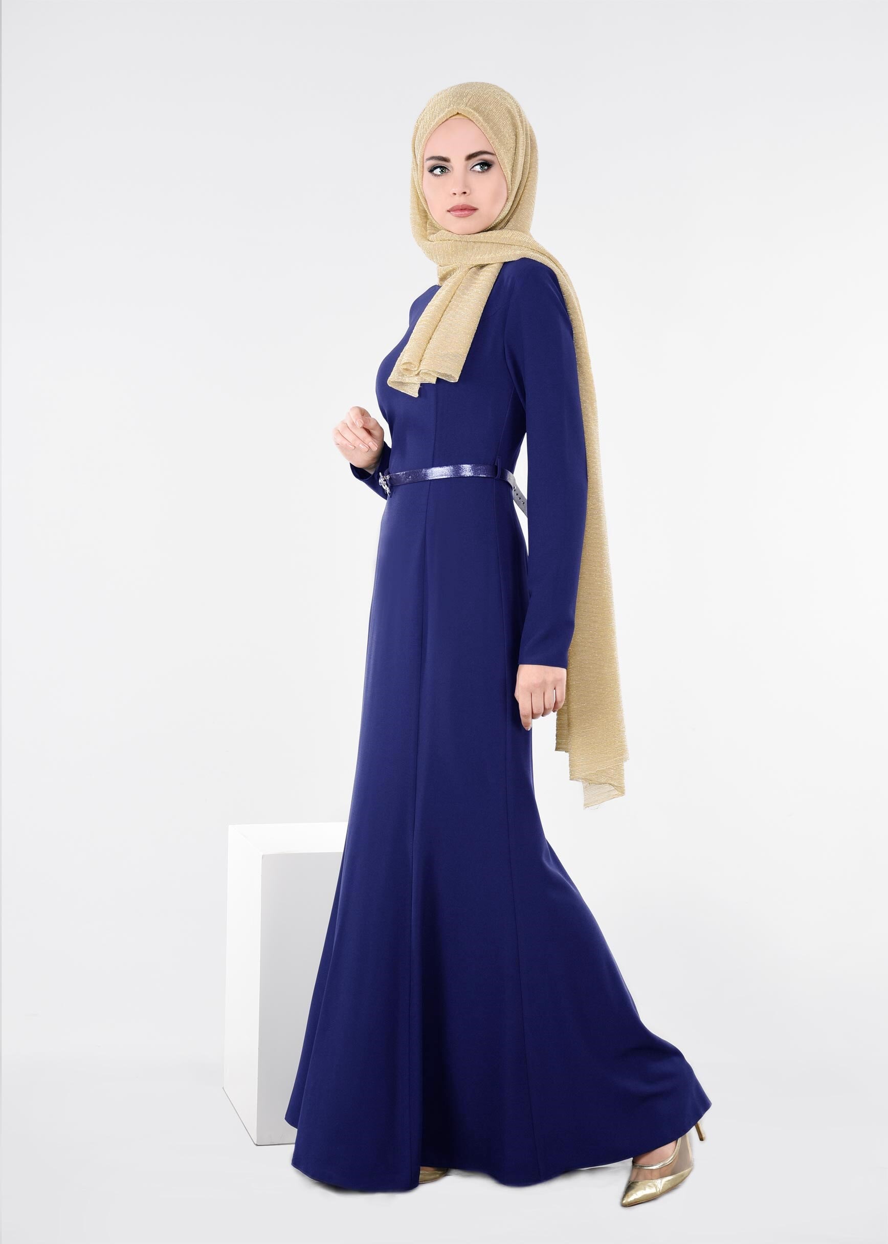 Tesettür giyim MAVİ 4496 CAMİLA 6385 ELBİSE 38/44 TEK40