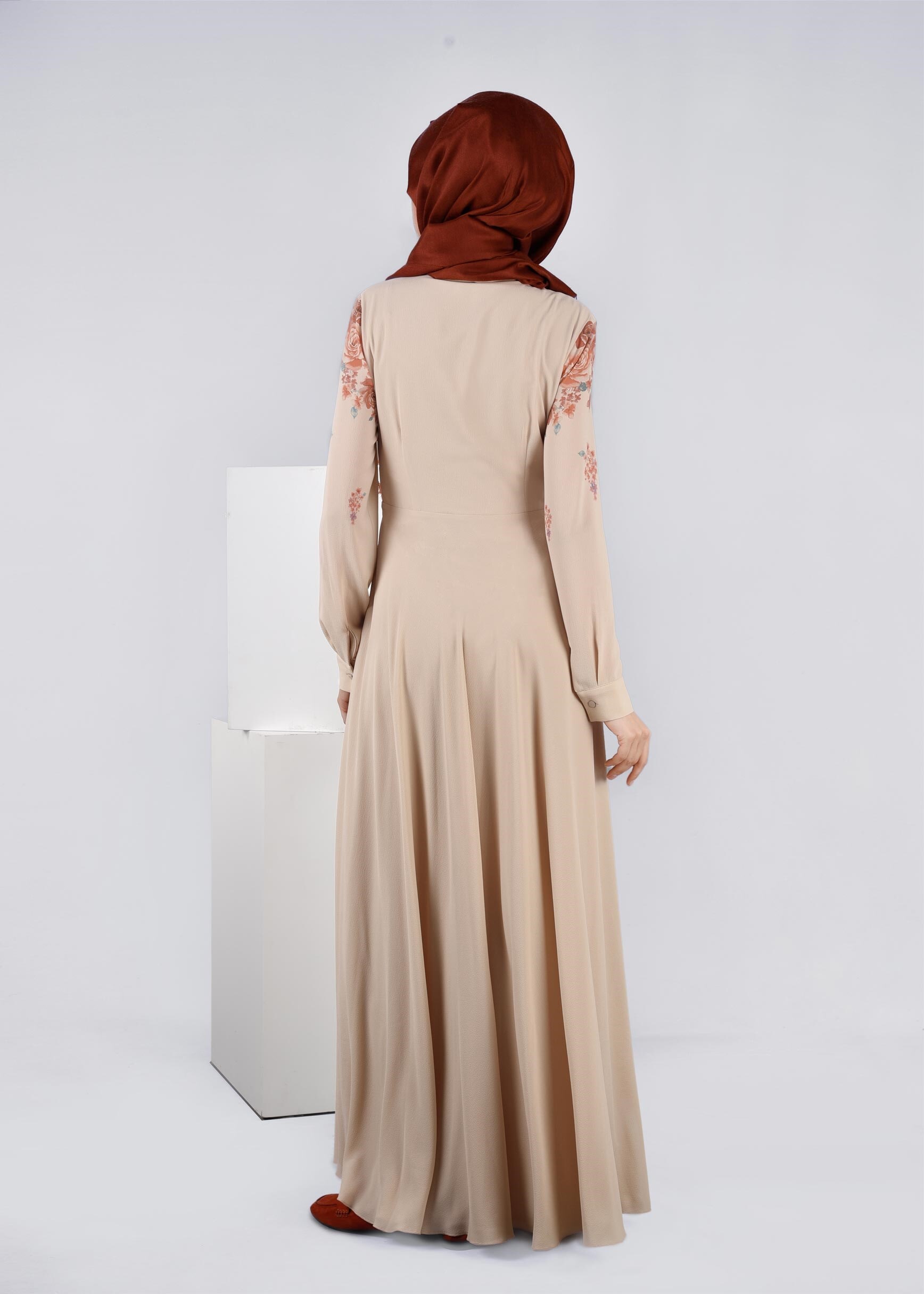 Tesettür giyim BEJ 4539 EVA CREP ELBİSE 36/42