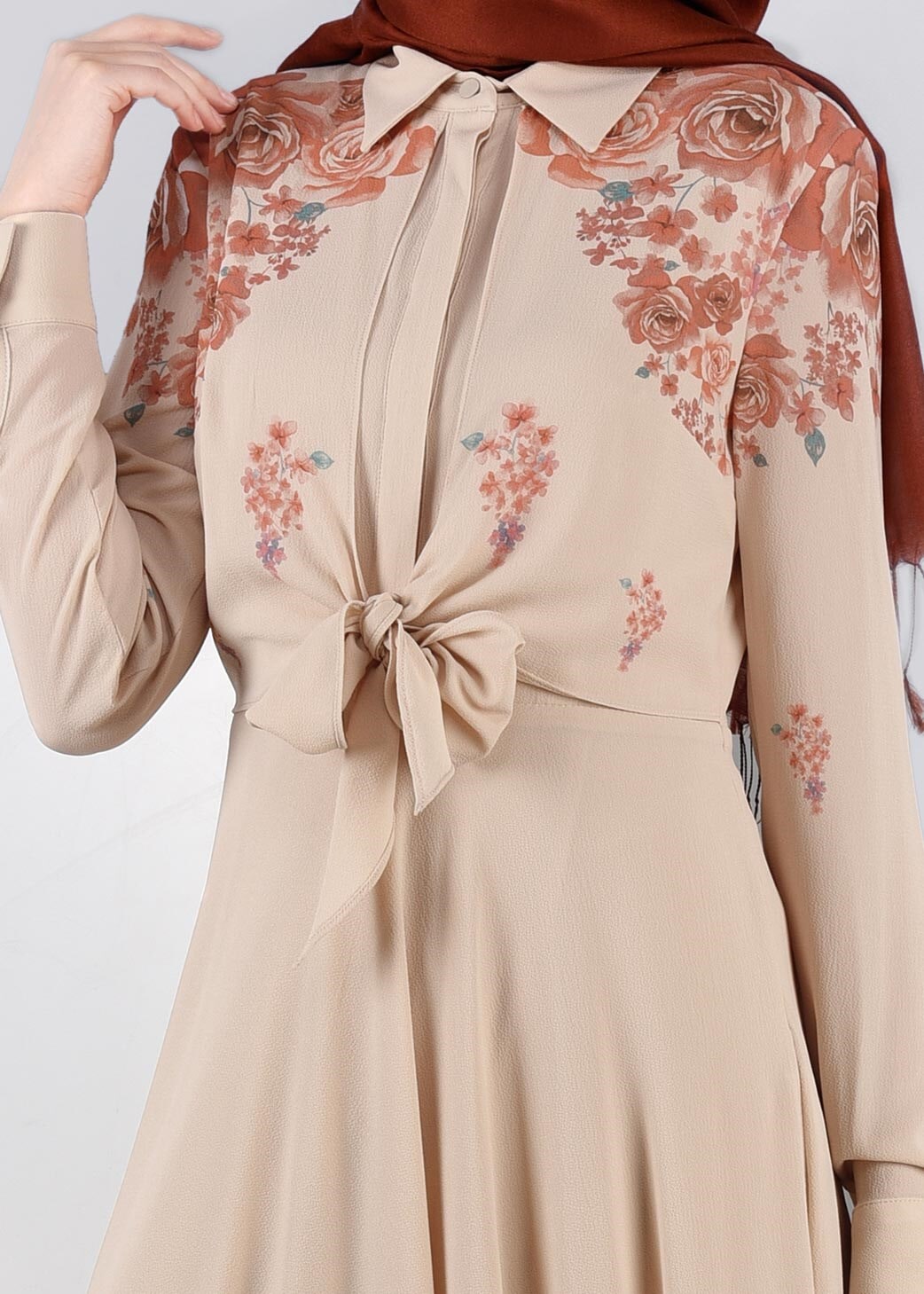 Tesettür giyim BEJ 4539 EVA CREP ELBİSE 36/42