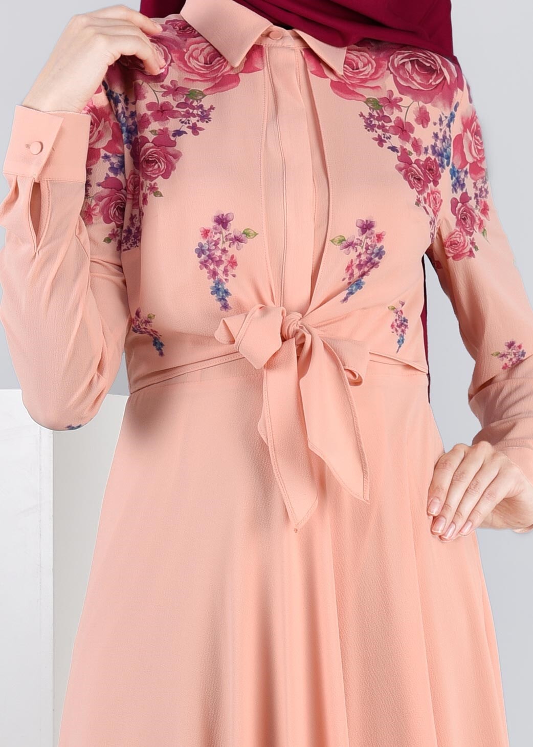 Tesettür giyim PUDRA 4539 EVA CREP ELBİSE 36/42