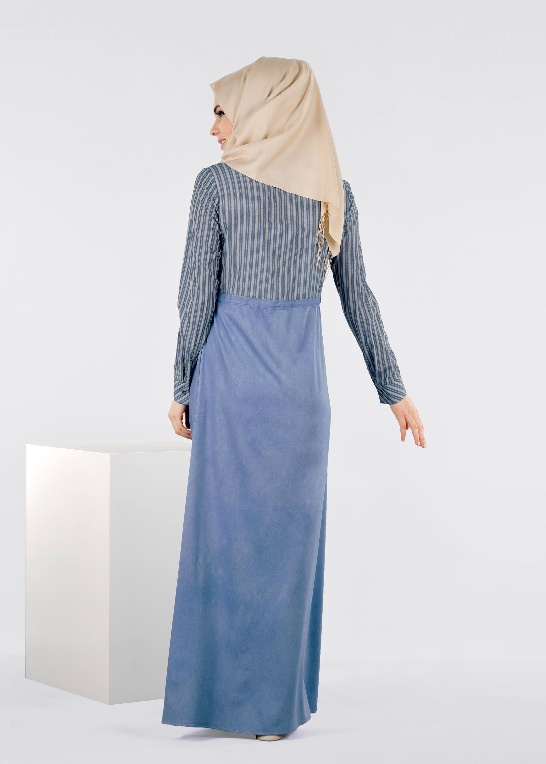 Tesettür giyim MAVİ 4104-1 ROSA 11355  ELBİSE 38/46