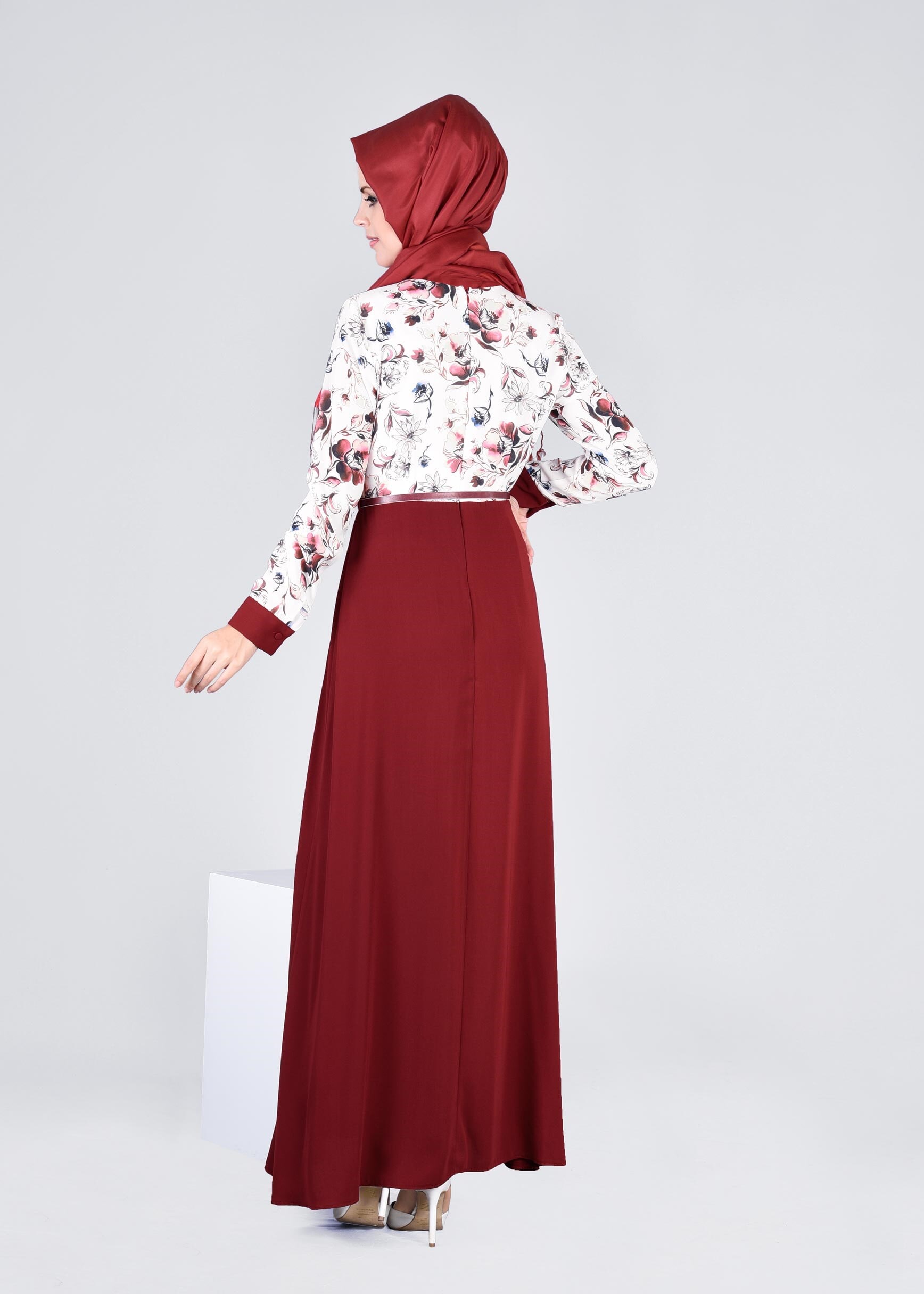 Tesettür giyim PEMBE 4287-1 BURBLE 7618 ELBİSE 38/46 TEK40