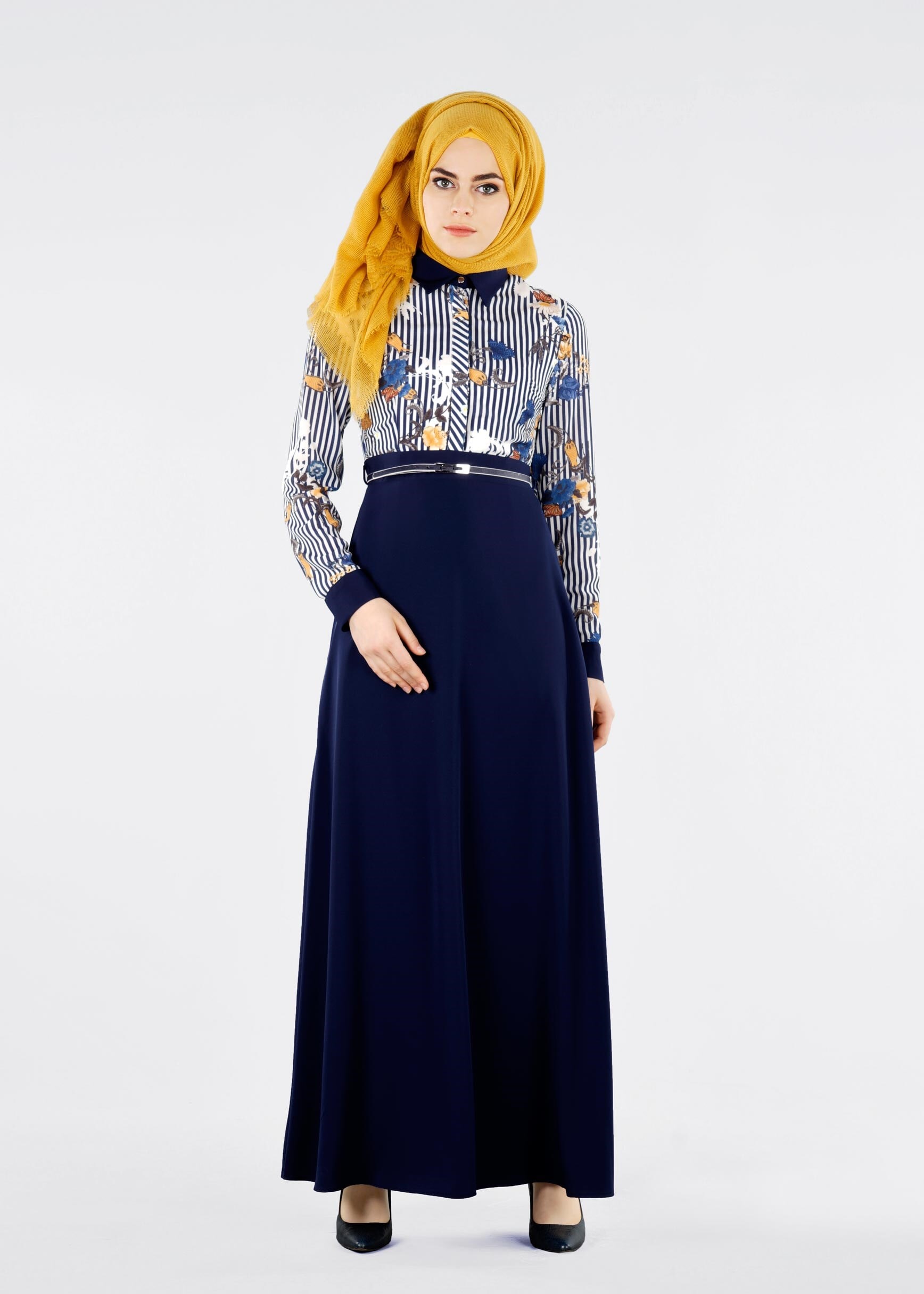 Tesettür giyim MAVİ 4291-1 KOBE 143139 ELBİSE 38/44