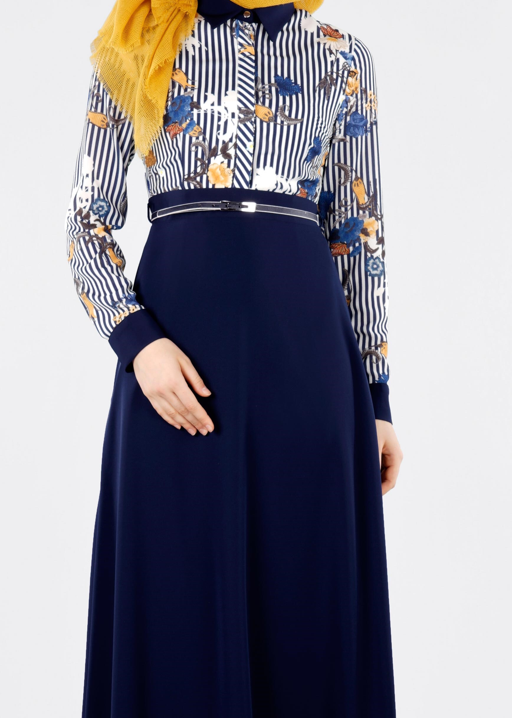 Tesettür giyim MAVİ 4291-1 KOBE 143139 ELBİSE 38/44