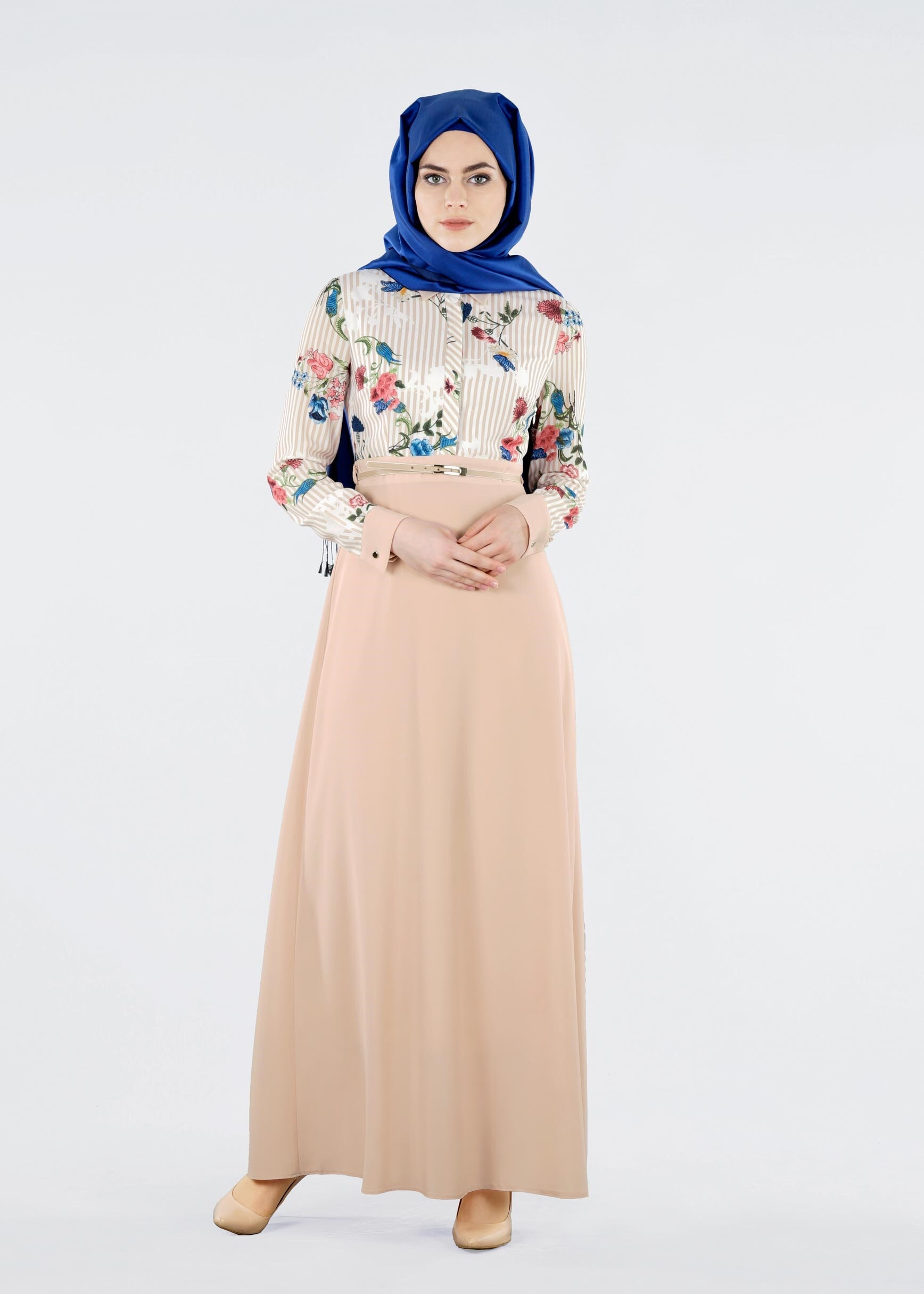 Tesettür giyim GRİ 4291-1 KOBE 143139 ELBİSE 38/44