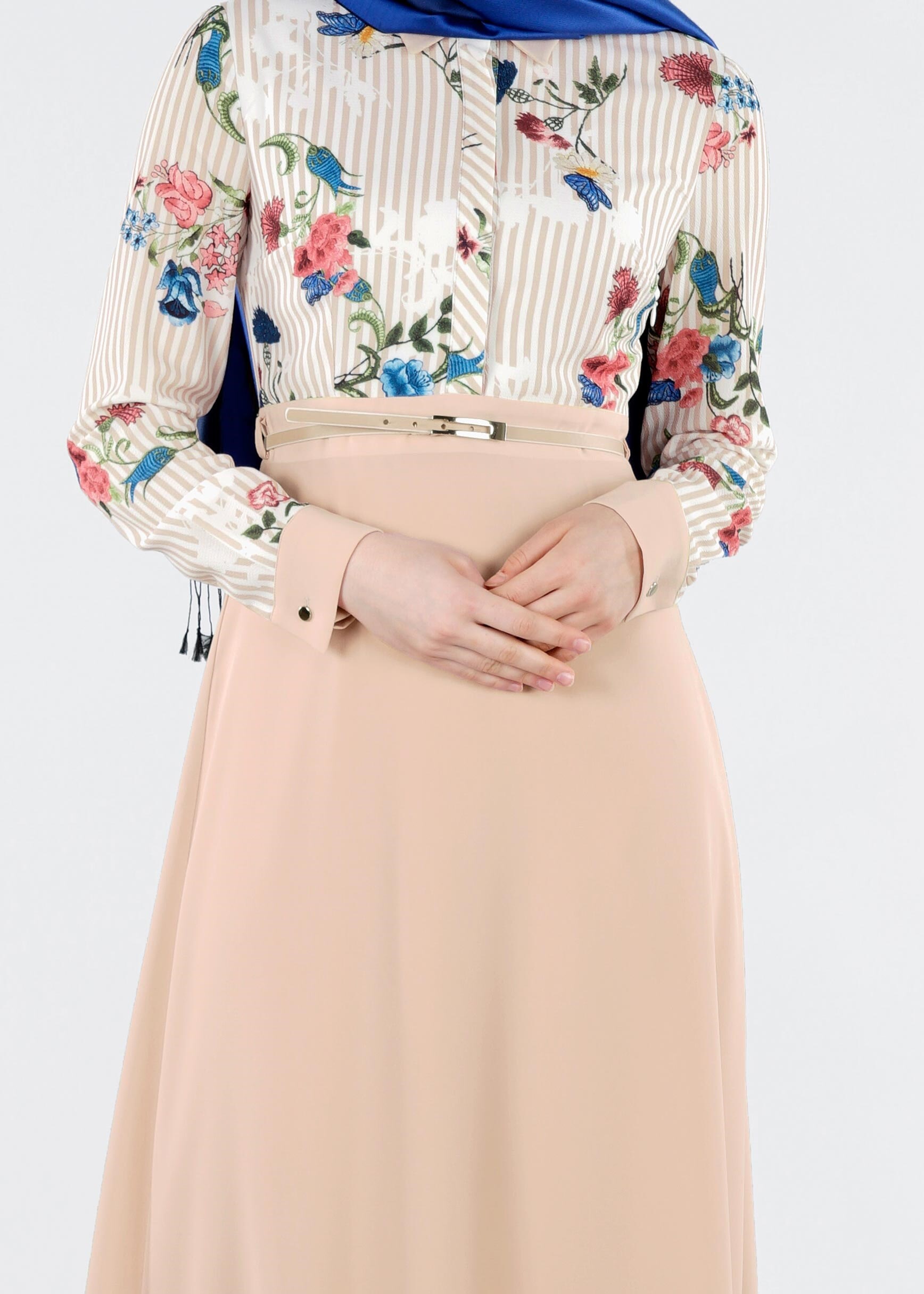 Tesettür giyim GRİ 4291-1 KOBE 143139 ELBİSE 38/44