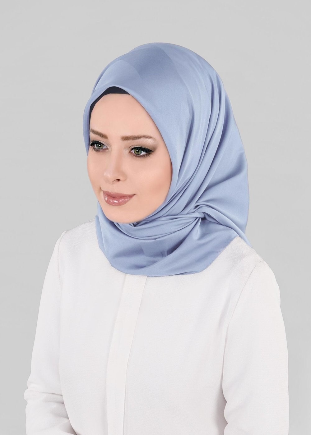 Tesettür giyim MAVİ 9868 ALVİNA SATEN ÇİZGİLİ SATEN EŞARP