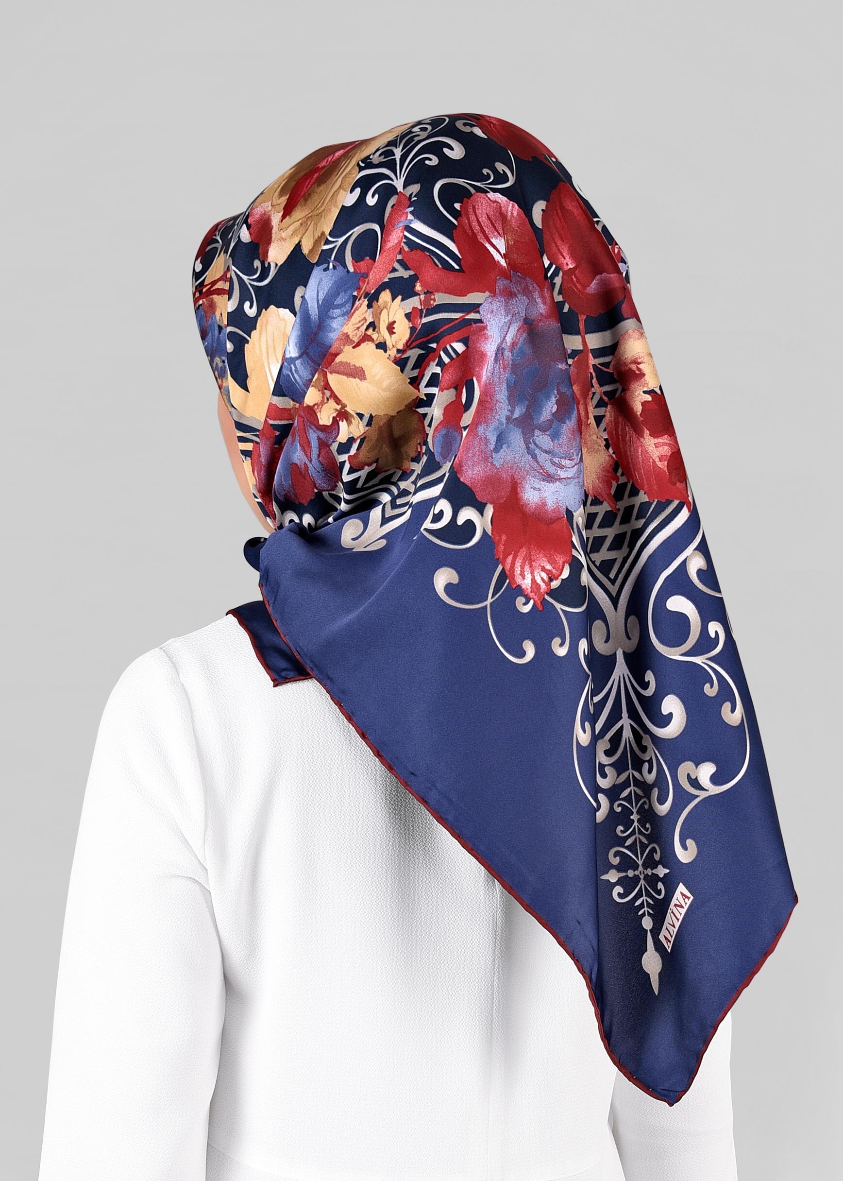 Tesettür giyim LACİVERT 11296-01 ALVİNA DESENLİ EŞARP