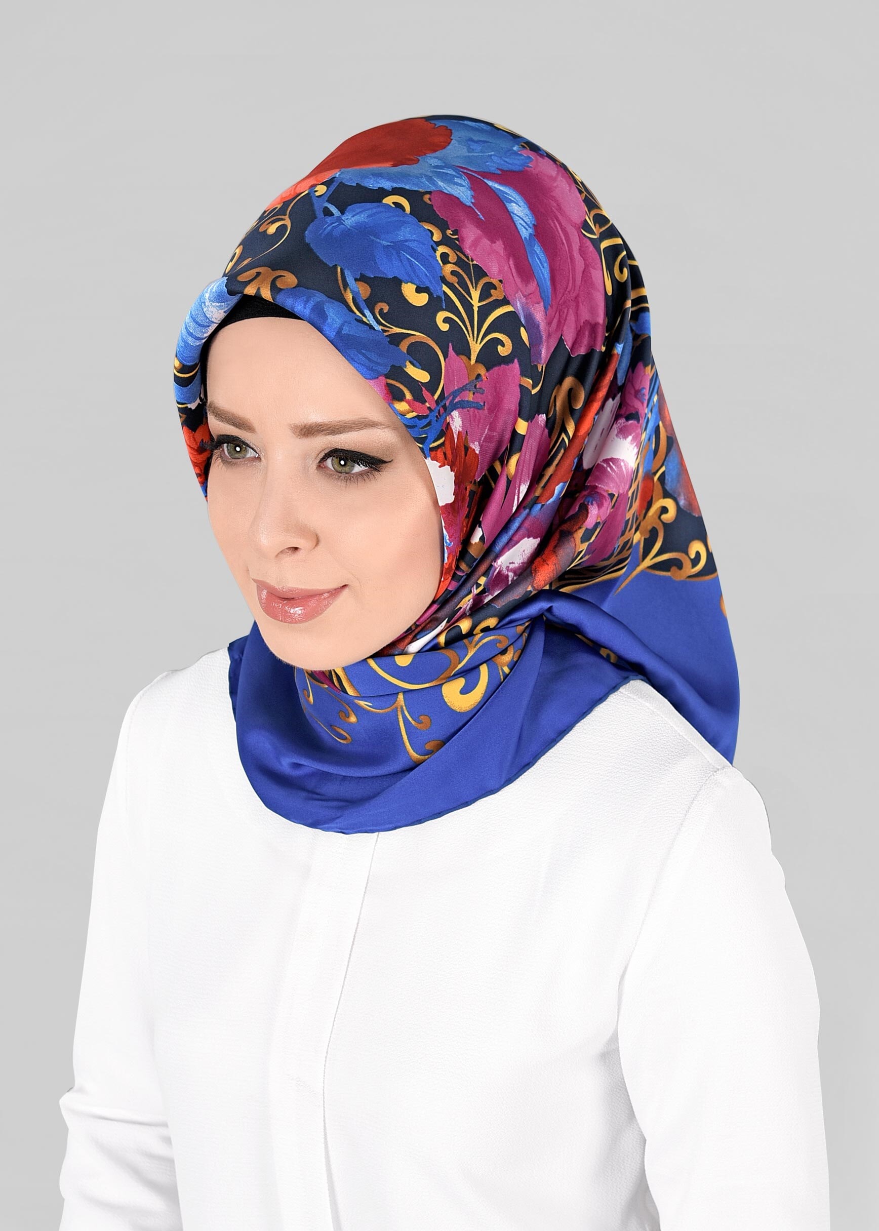 Tesettür giyim LACİVERT 11296-01 ALVİNA DESENLİ EŞARP