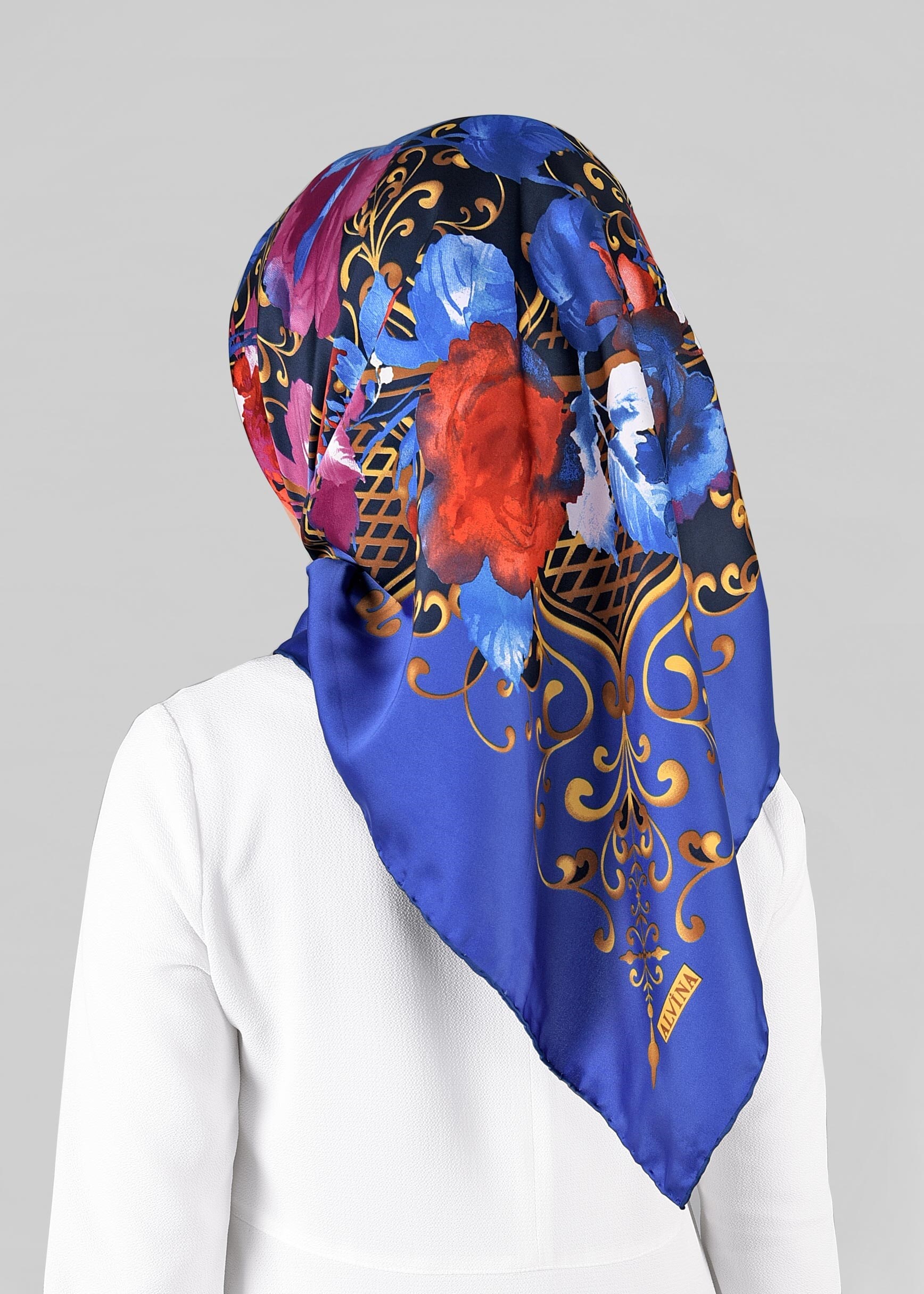 Tesettür giyim LACİVERT 11296-01 ALVİNA DESENLİ EŞARP