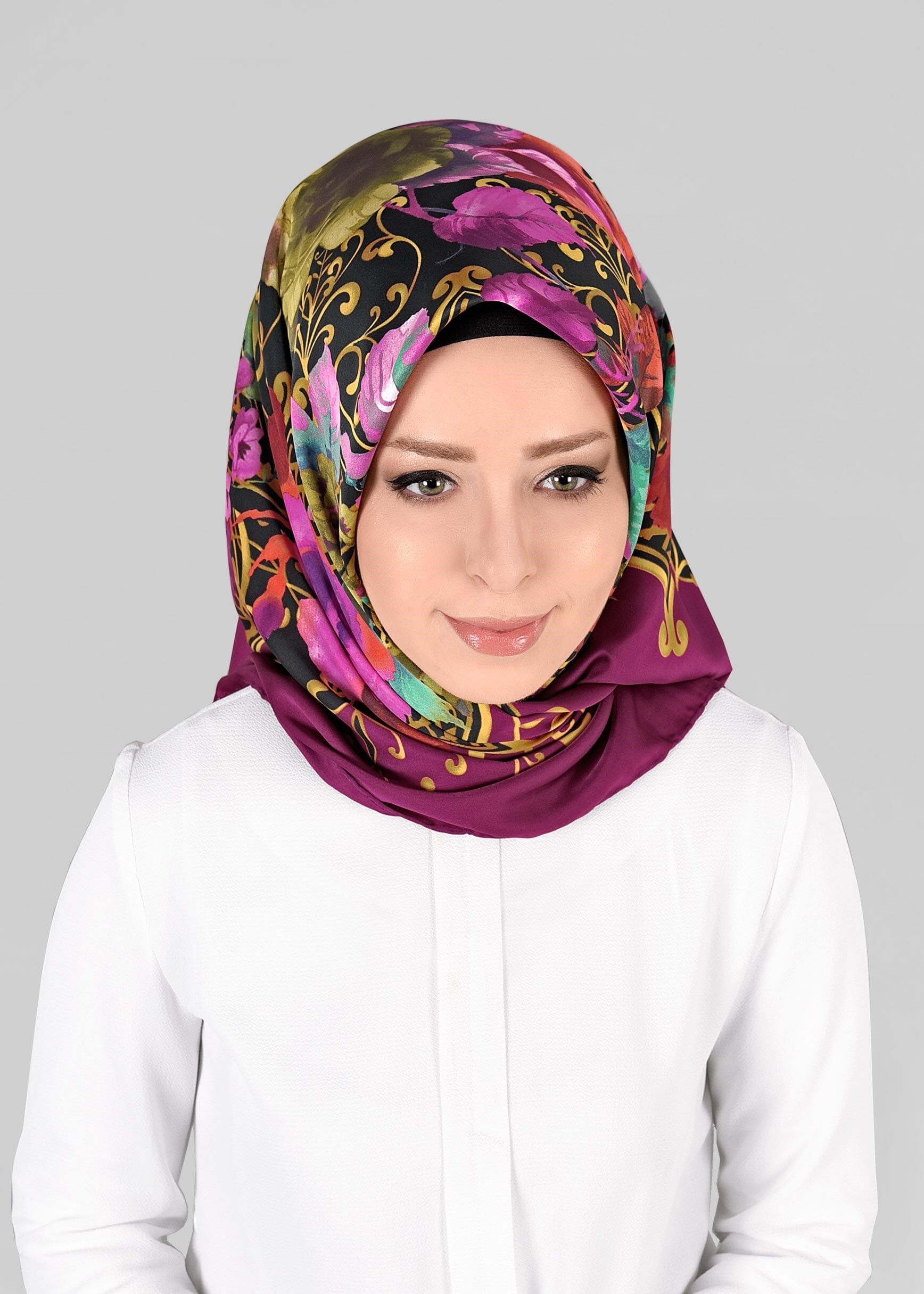 Tesettür giyim MOR 11296-01 ALVİNA DESENLİ EŞARP