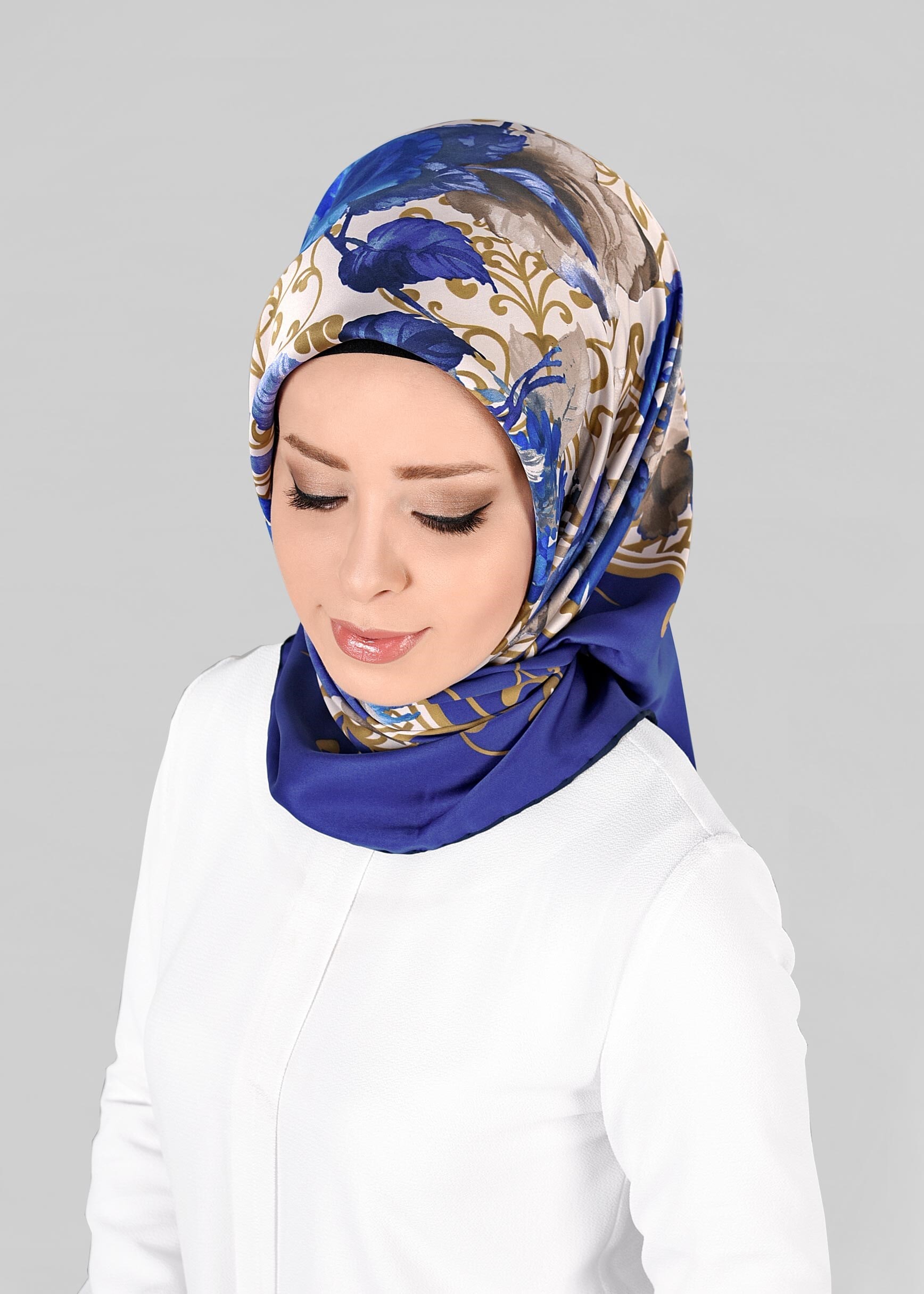 Tesettür giyim LACİVERT 11296-01 ALVİNA DESENLİ EŞARP