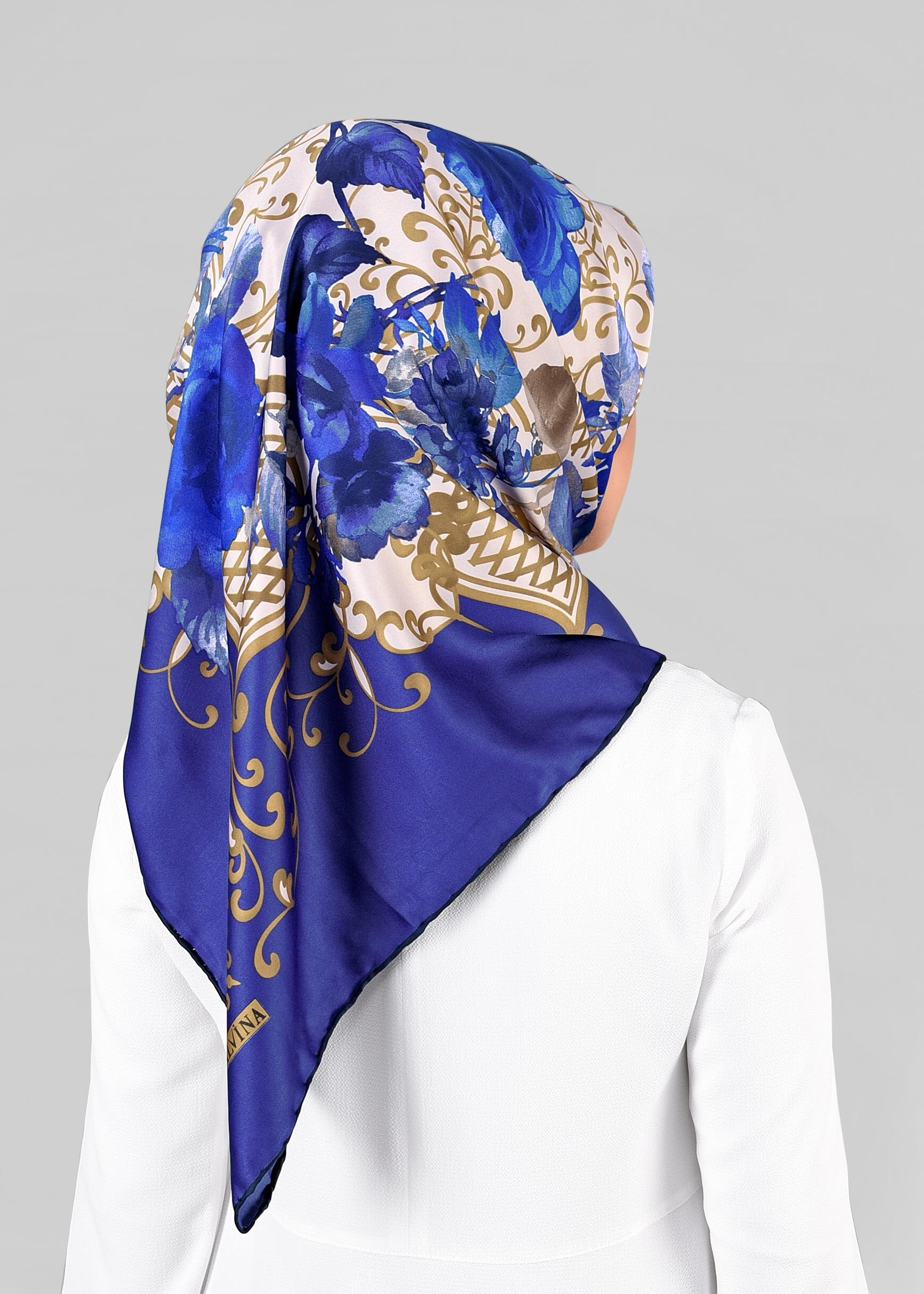 Tesettür giyim LACİVERT 11296-01 ALVİNA DESENLİ EŞARP