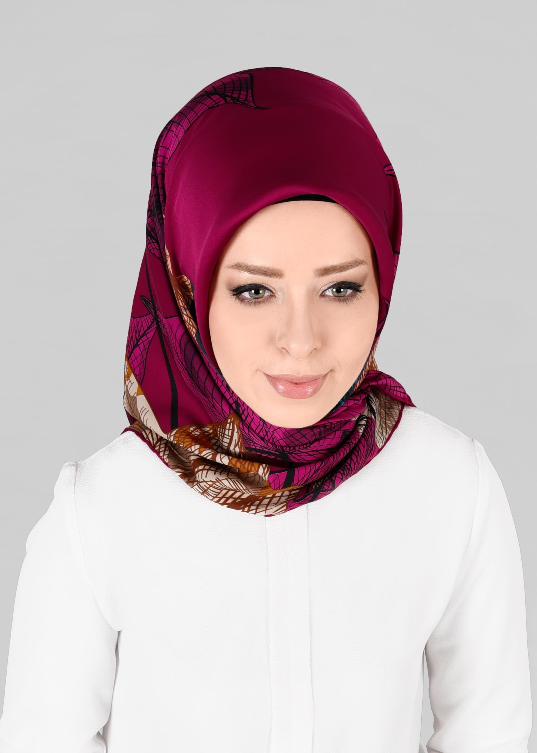 Tesettür giyim FUŞYA 11297-1 ALVİNA DESENLİ EŞARP