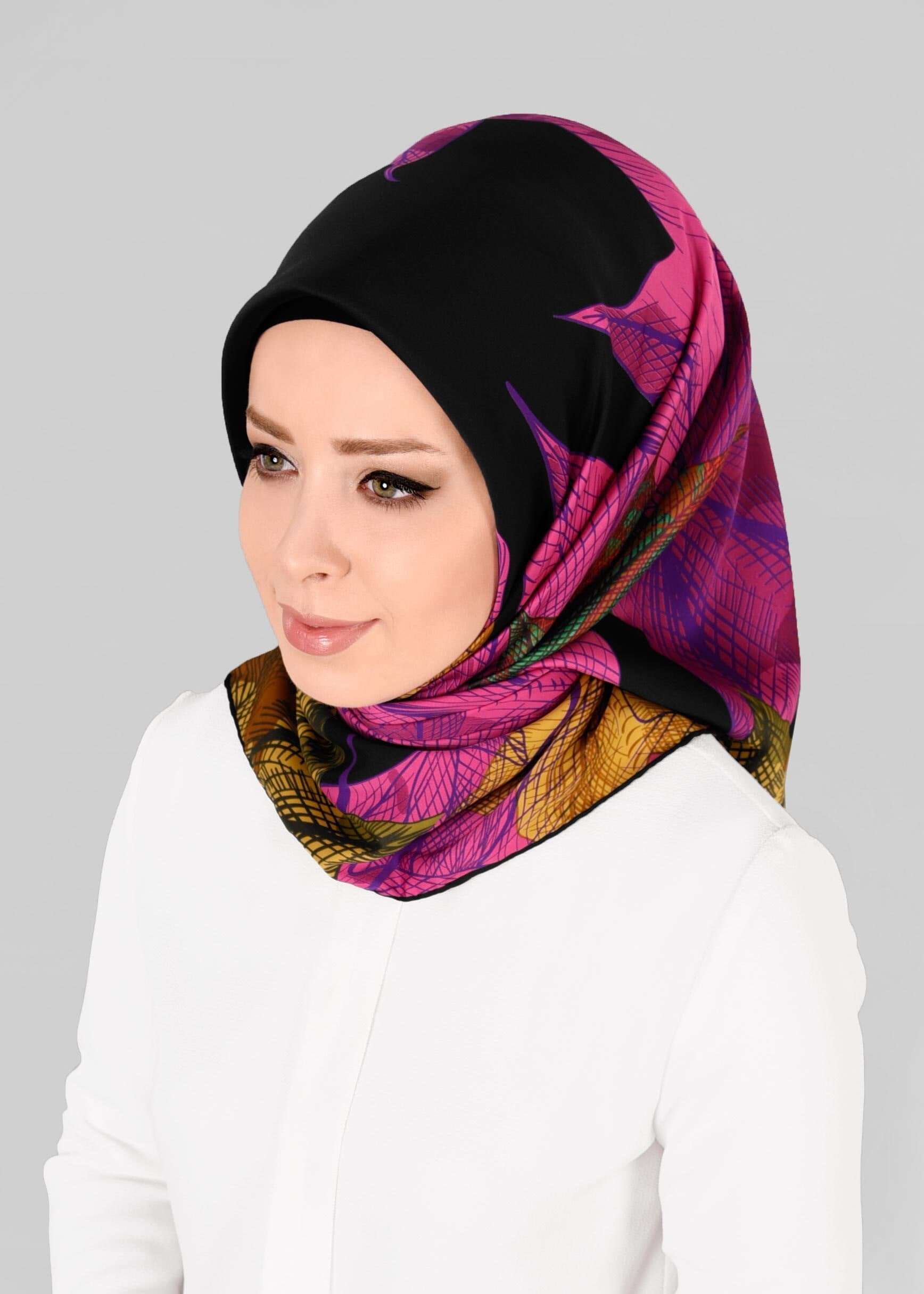 Tesettür giyim SİYAH 11297-1 ALVİNA DESENLİ EŞARP