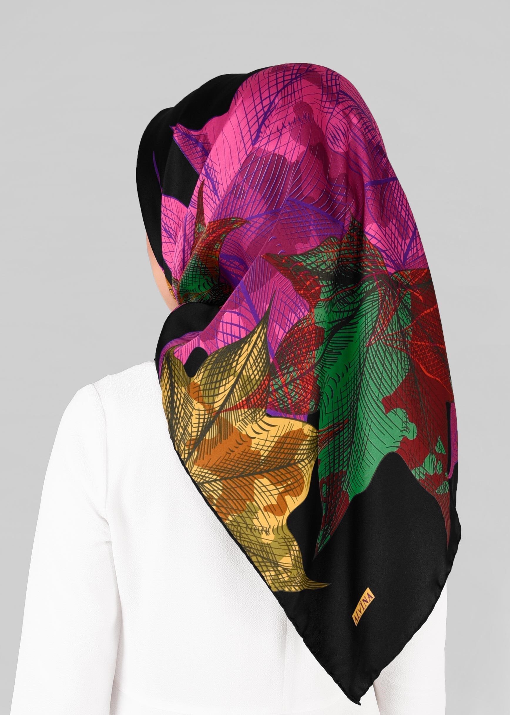 Tesettür giyim SİYAH 11297-1 ALVİNA DESENLİ EŞARP