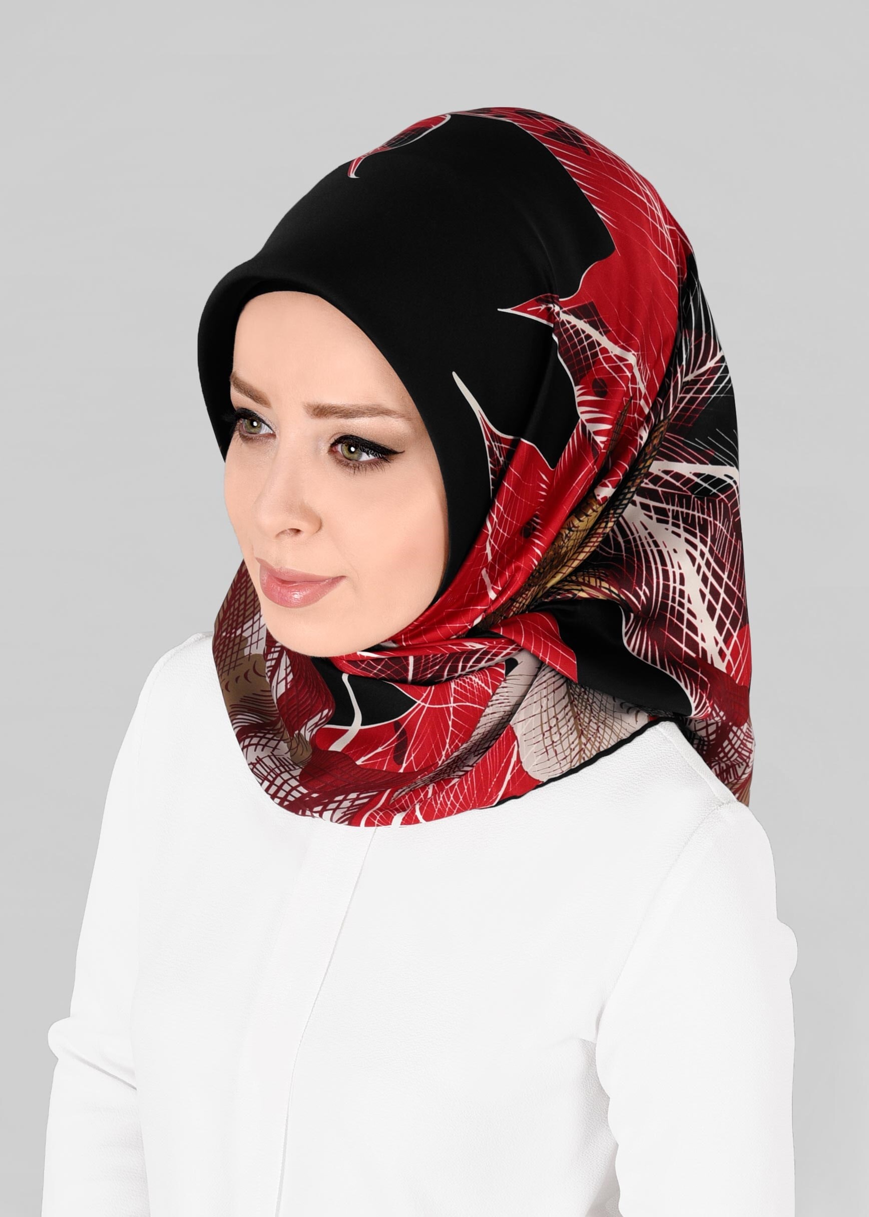 Tesettür giyim SİYAH 11297-1 ALVİNA DESENLİ EŞARP