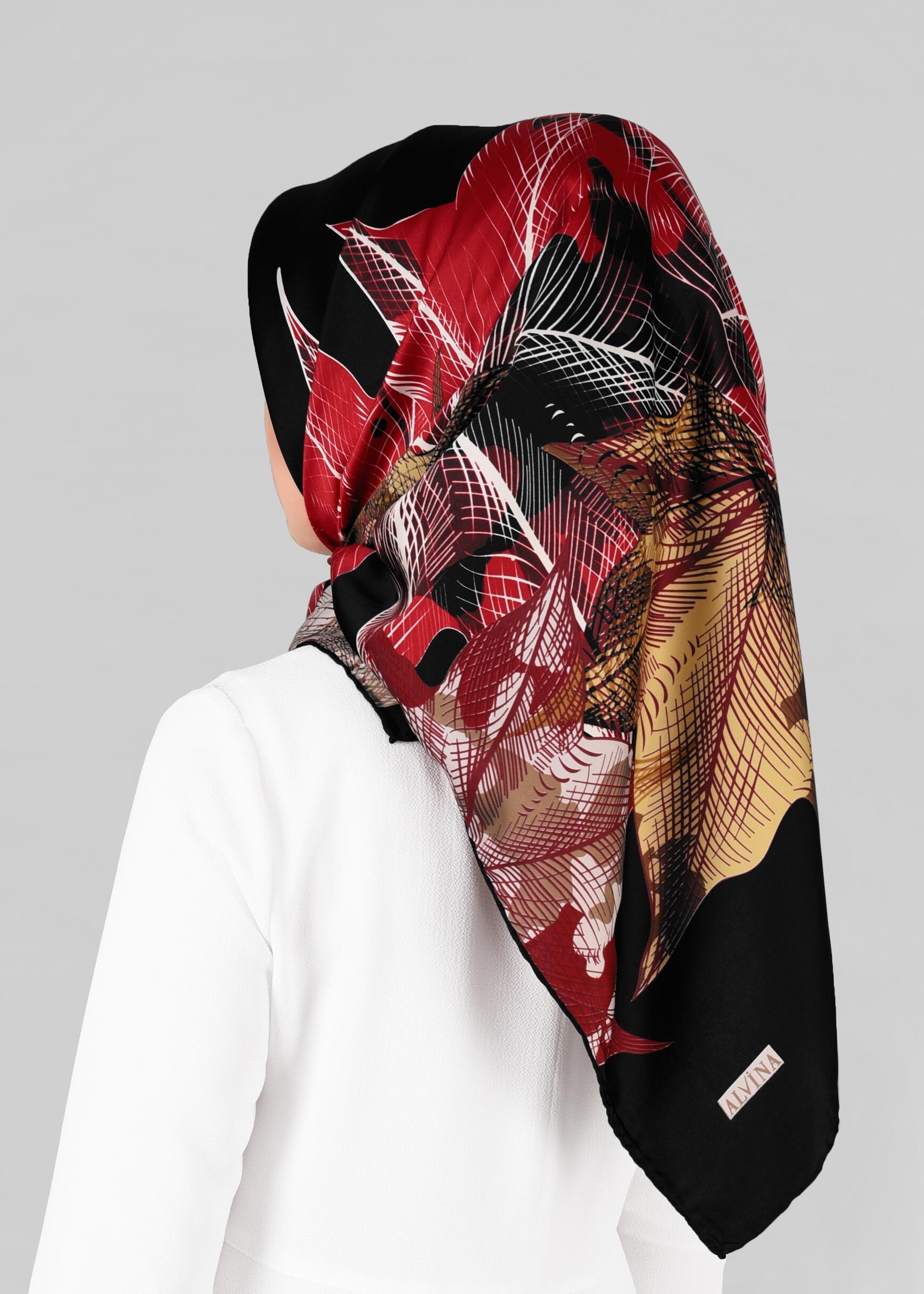 Tesettür giyim SİYAH 11297-1 ALVİNA DESENLİ EŞARP