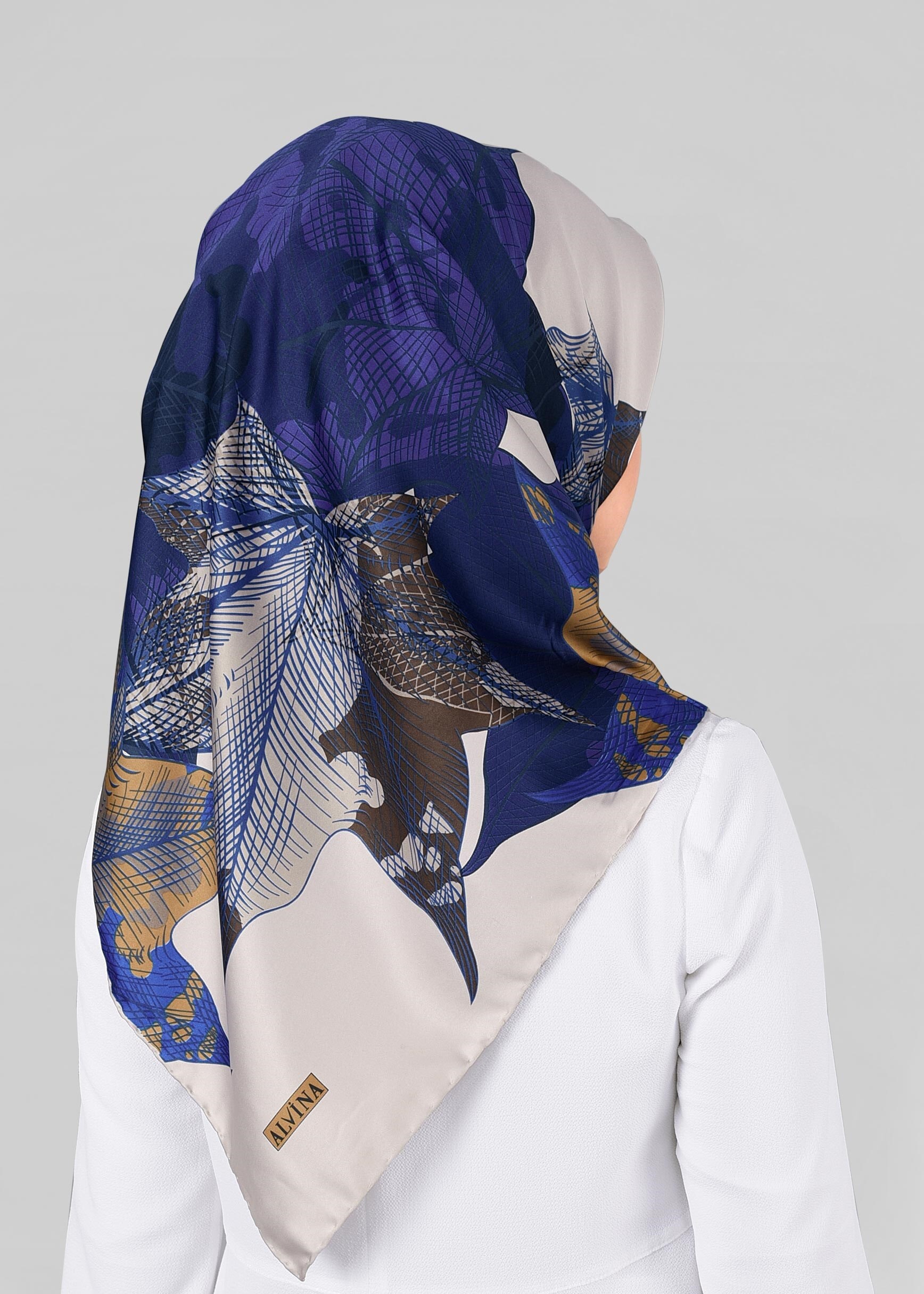 Tesettür giyim GRİ 11297-1 ALVİNA DESENLİ EŞARP