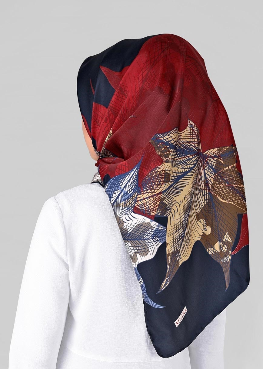 Tesettür giyim LACİVERT 11297-1 ALVİNA DESENLİ EŞARP