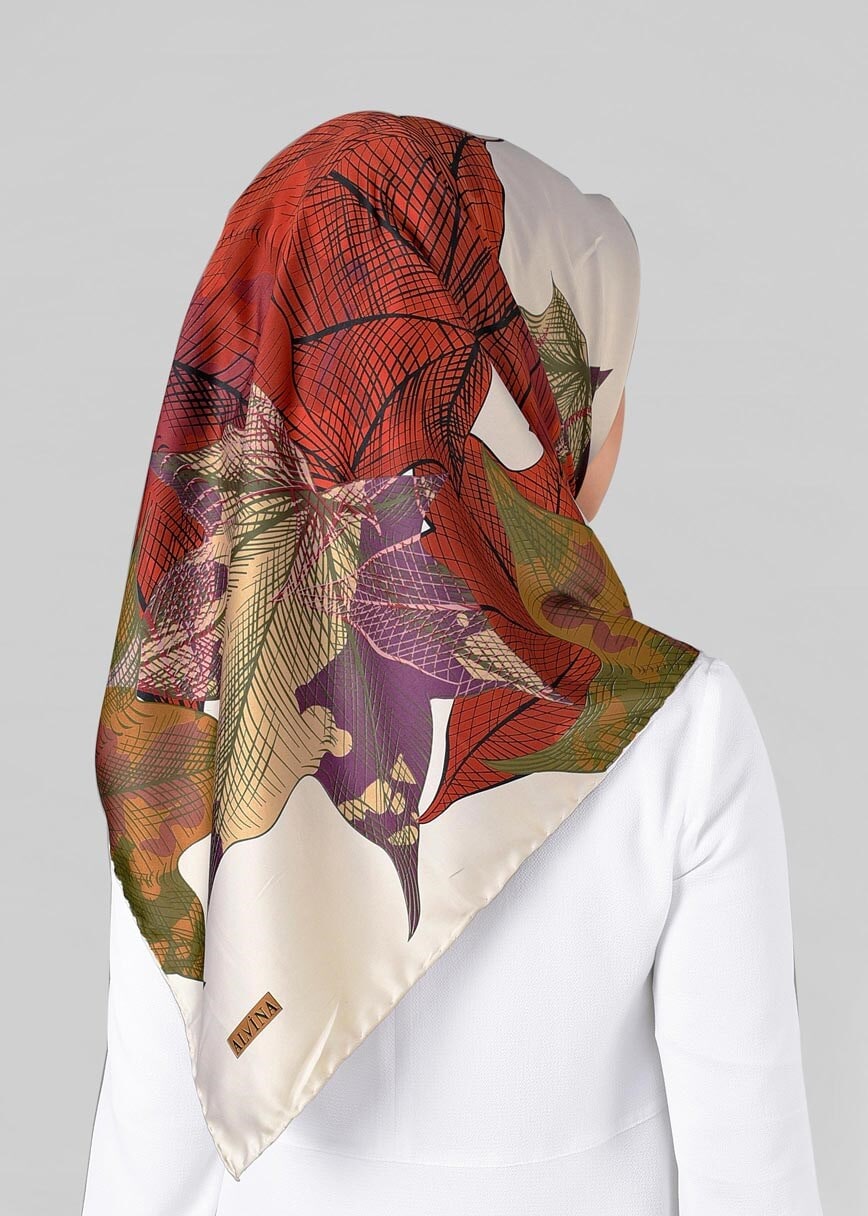 Tesettür giyim GRİ 11297-1 ALVİNA DESENLİ EŞARP