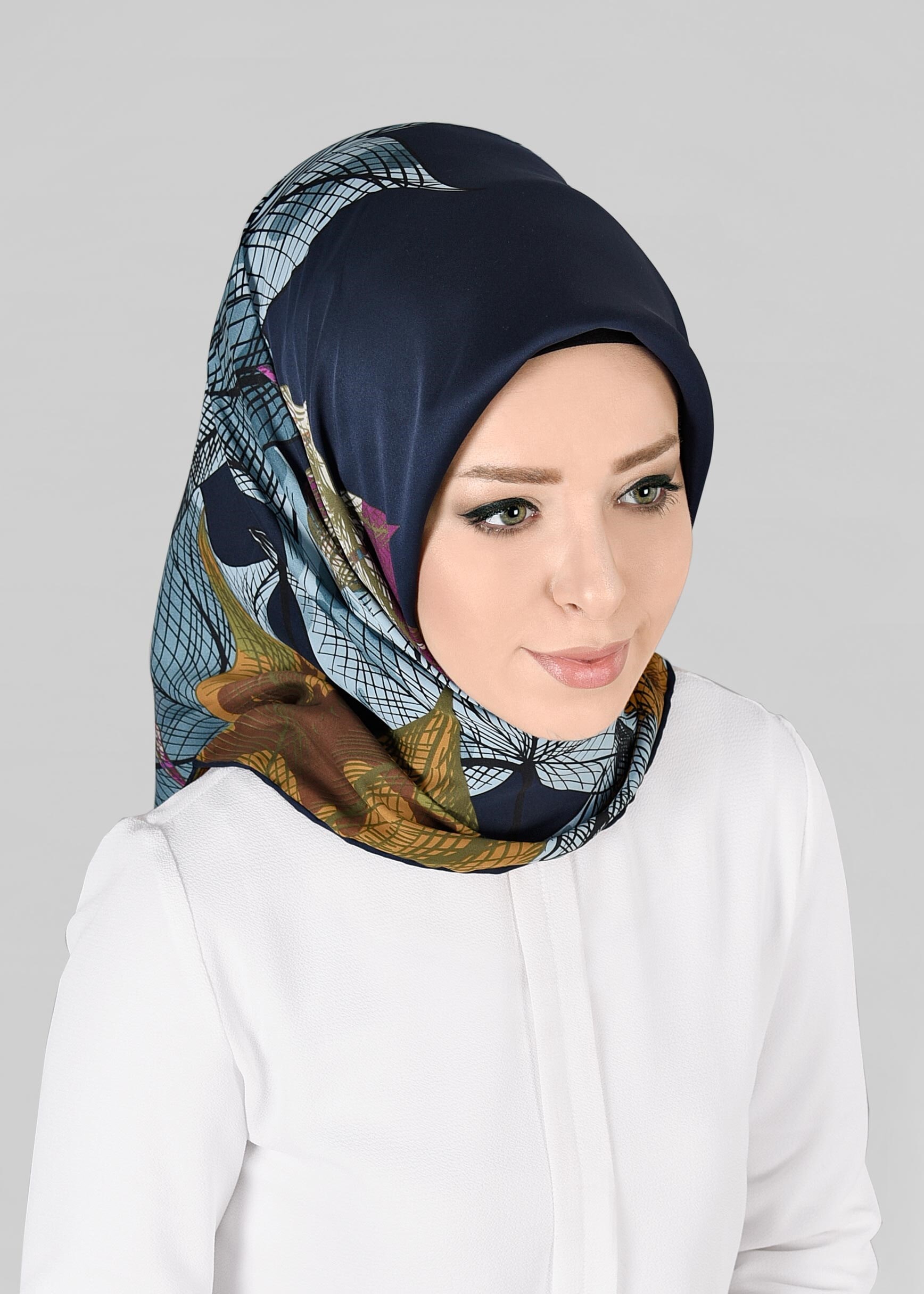 Tesettür giyim LACİVERT 11297-1 ALVİNA DESENLİ EŞARP