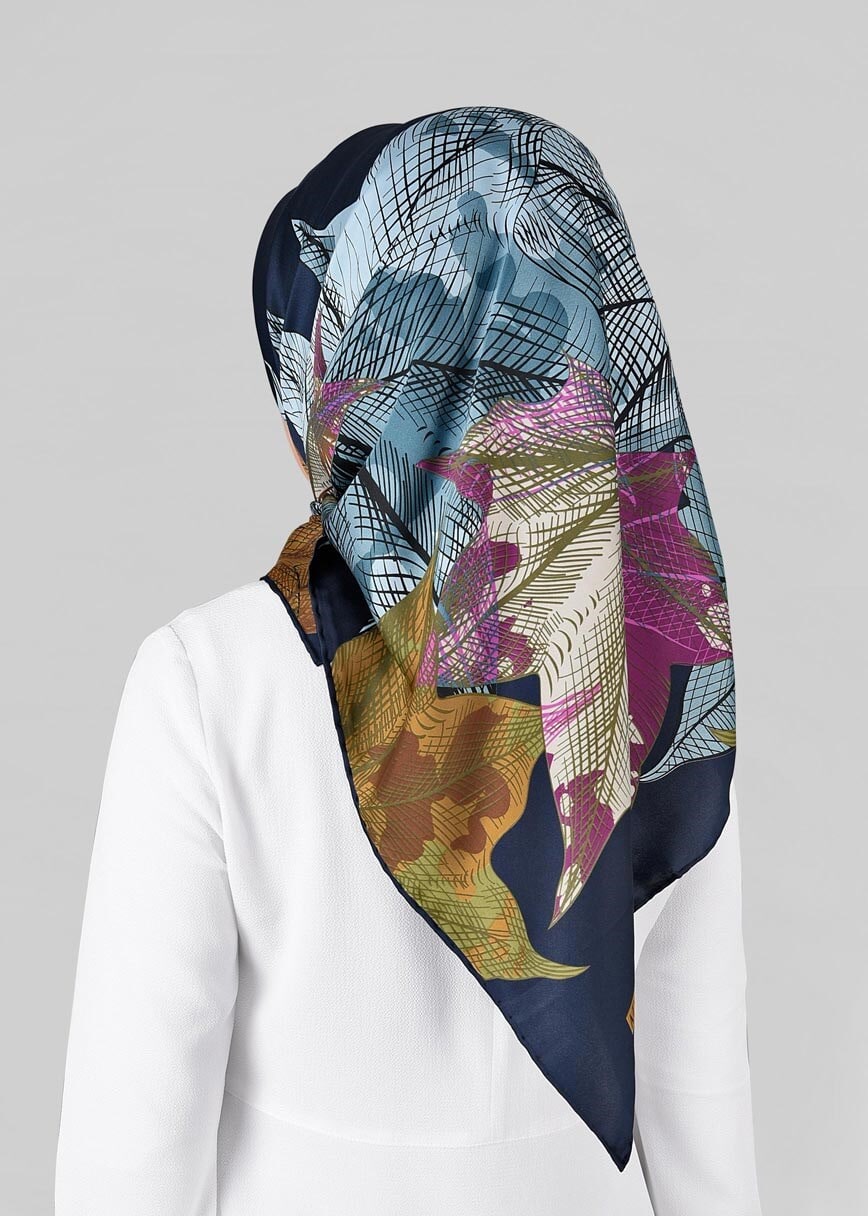 Tesettür giyim LACİVERT 11297-1 ALVİNA DESENLİ EŞARP