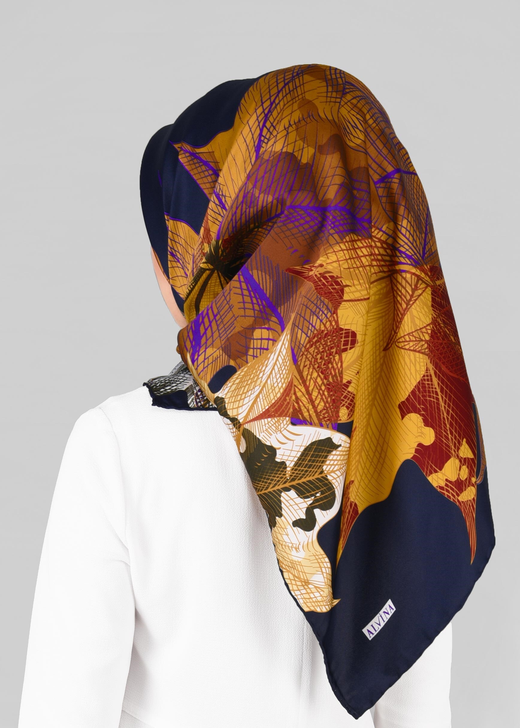 Tesettür giyim LACİVERT 11297-1 ALVİNA DESENLİ EŞARP