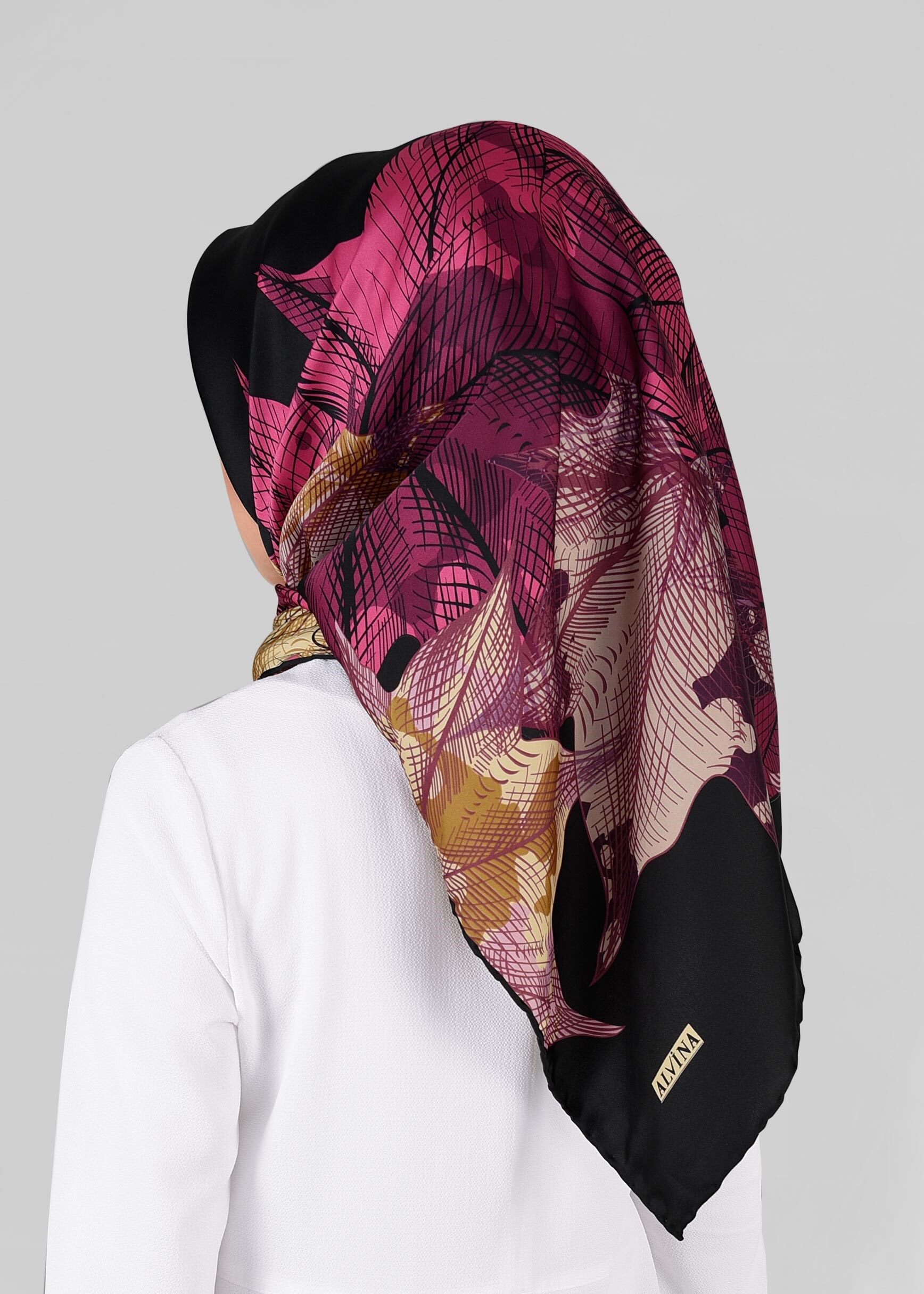 Tesettür giyim SİYAH 11297-1 ALVİNA DESENLİ EŞARP