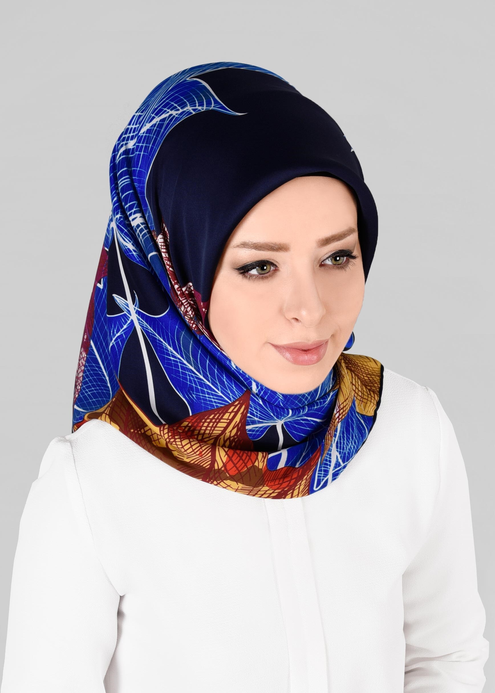 Tesettür giyim LACİVERT 11297-1 ALVİNA DESENLİ EŞARP