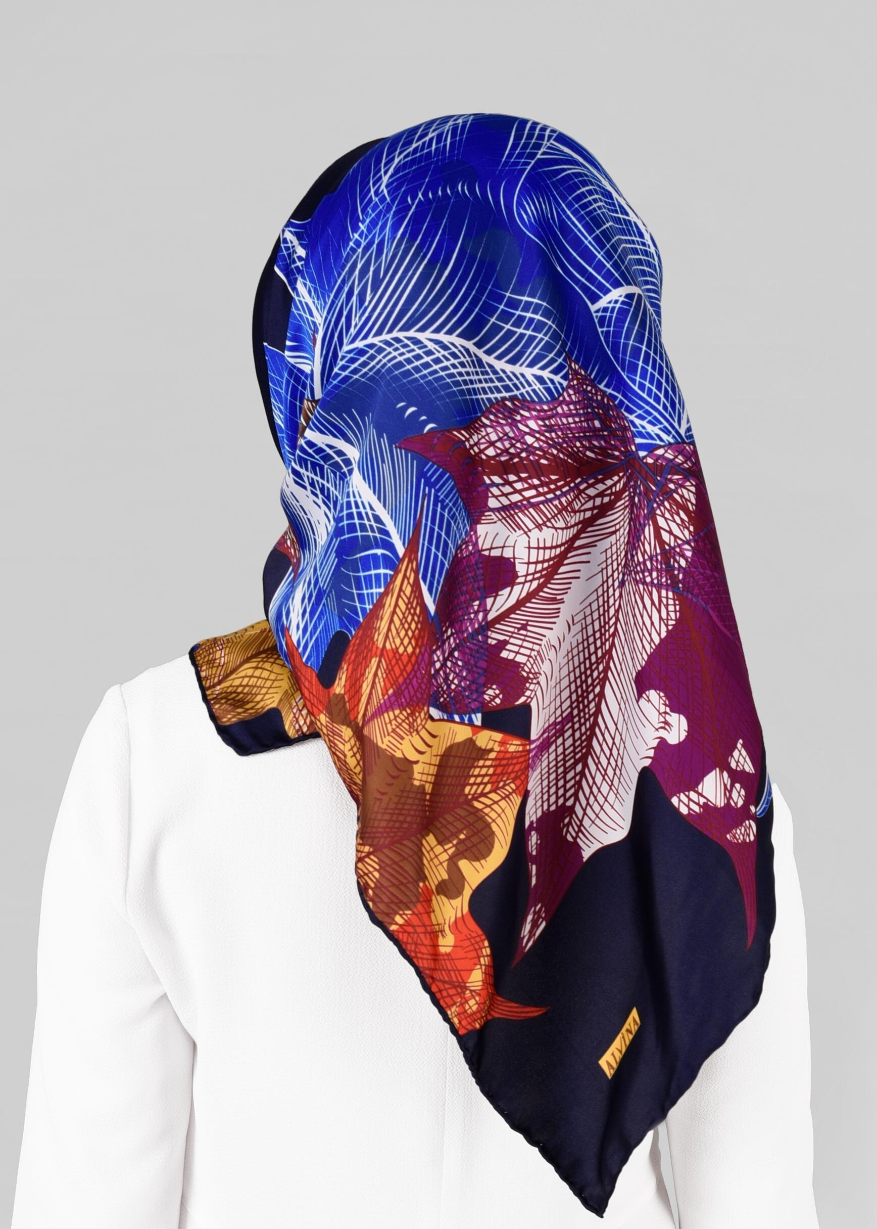 Tesettür giyim LACİVERT 11297-1 ALVİNA DESENLİ EŞARP