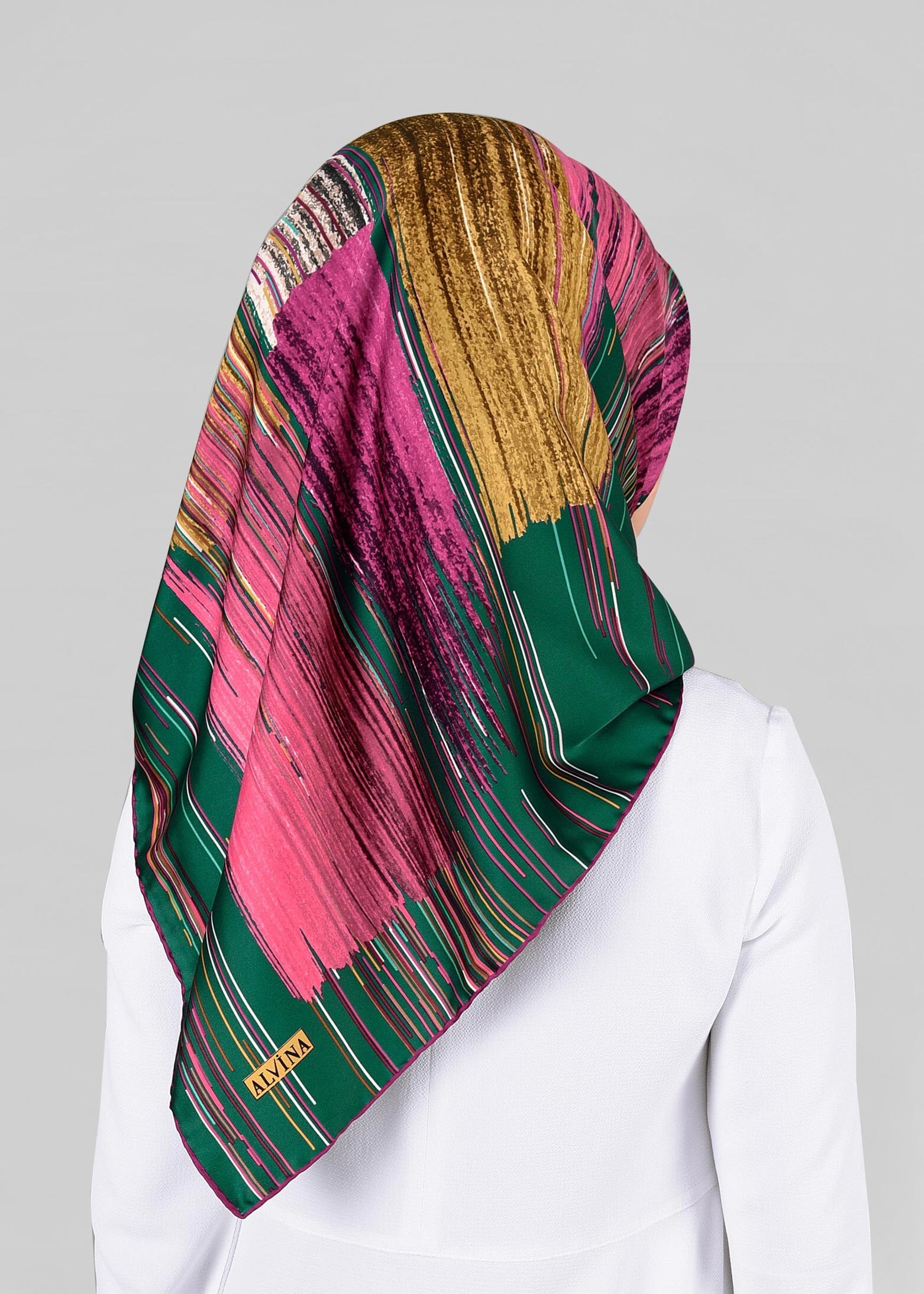 Tesettür giyim YEŞİL 12795-01  ALVİNA DESENLİ EŞARP