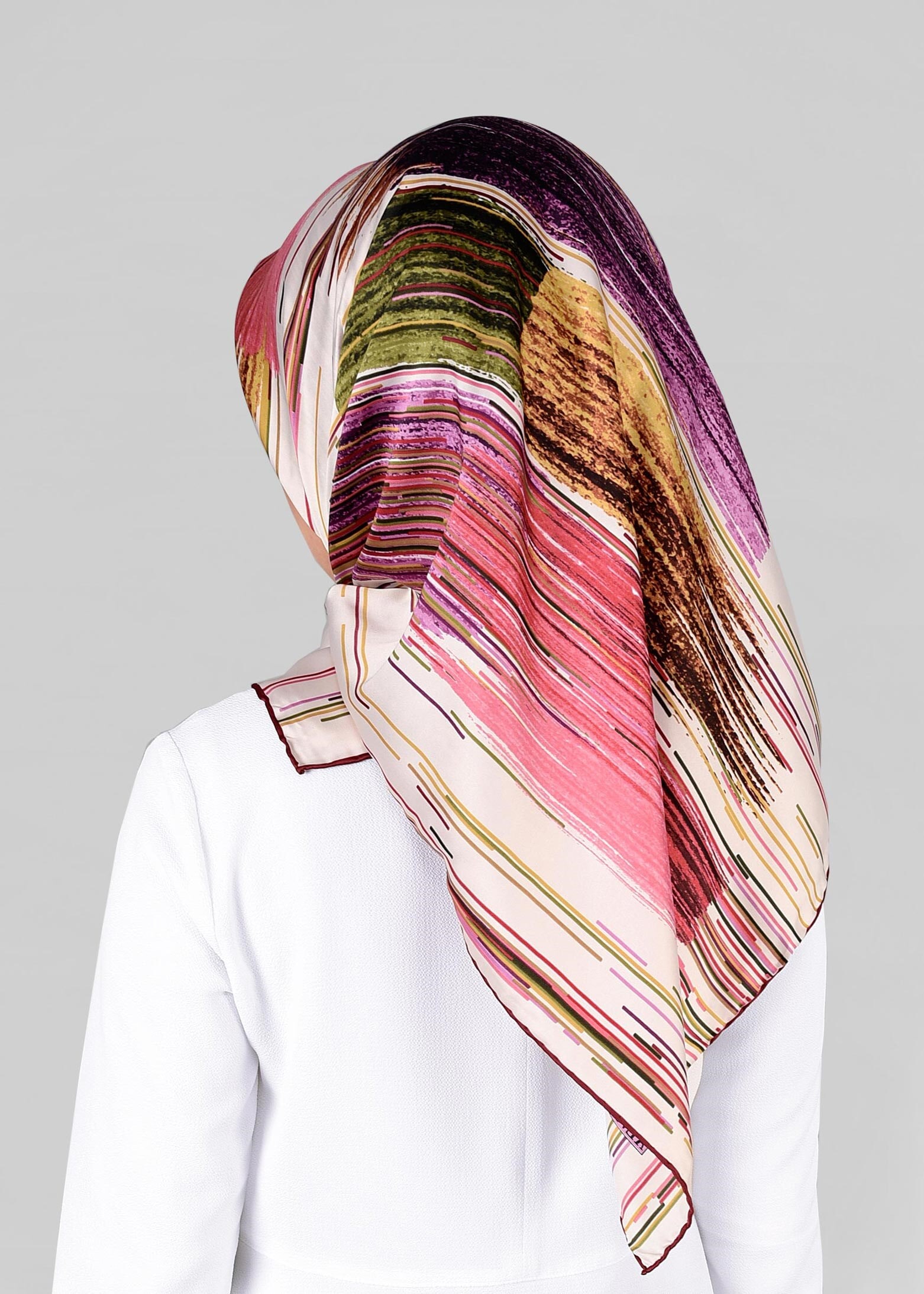 Tesettür giyim BEJ 12795-01  ALVİNA DESENLİ EŞARP