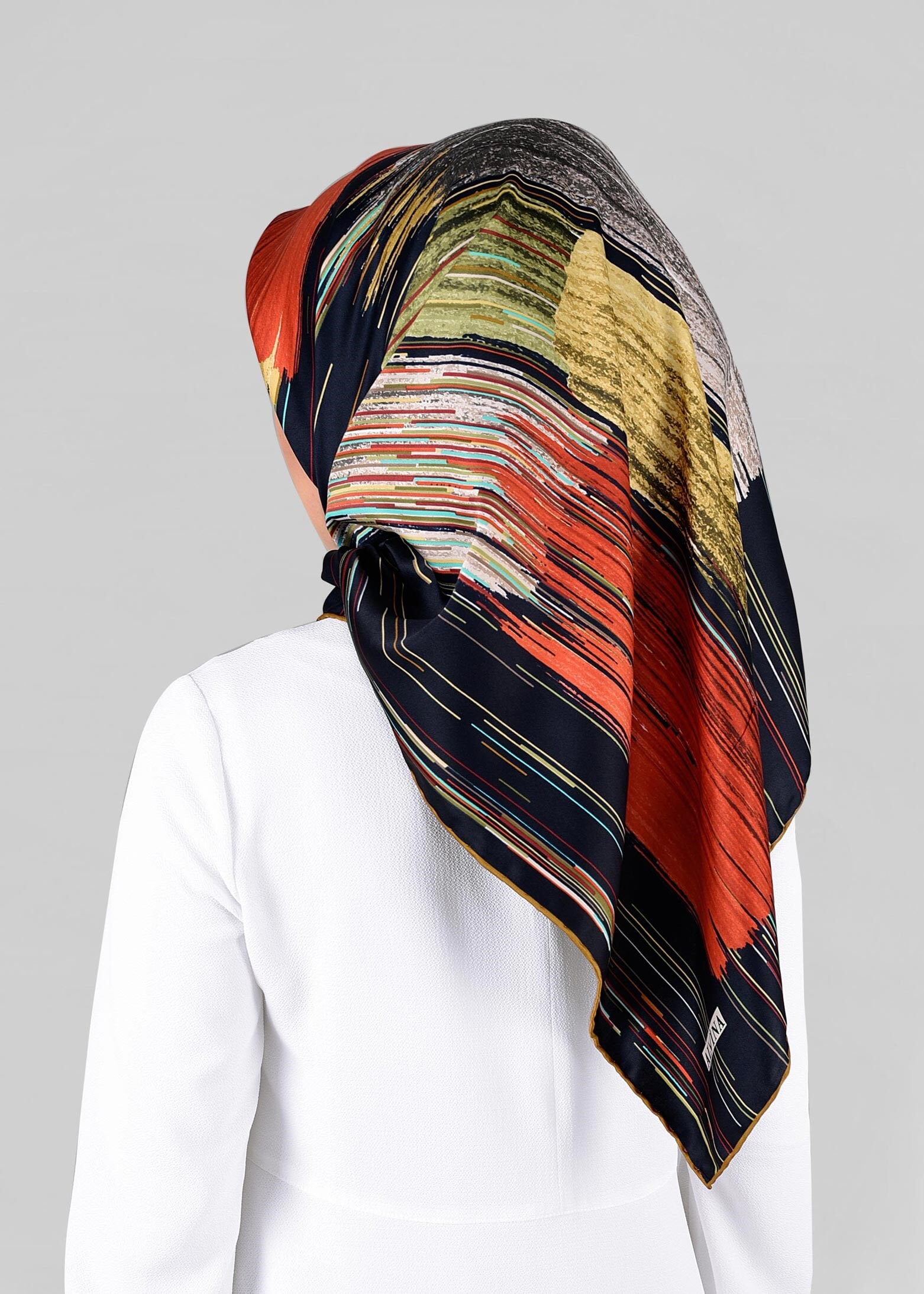 Tesettür giyim LACİVERT 12795-01  ALVİNA DESENLİ EŞARP