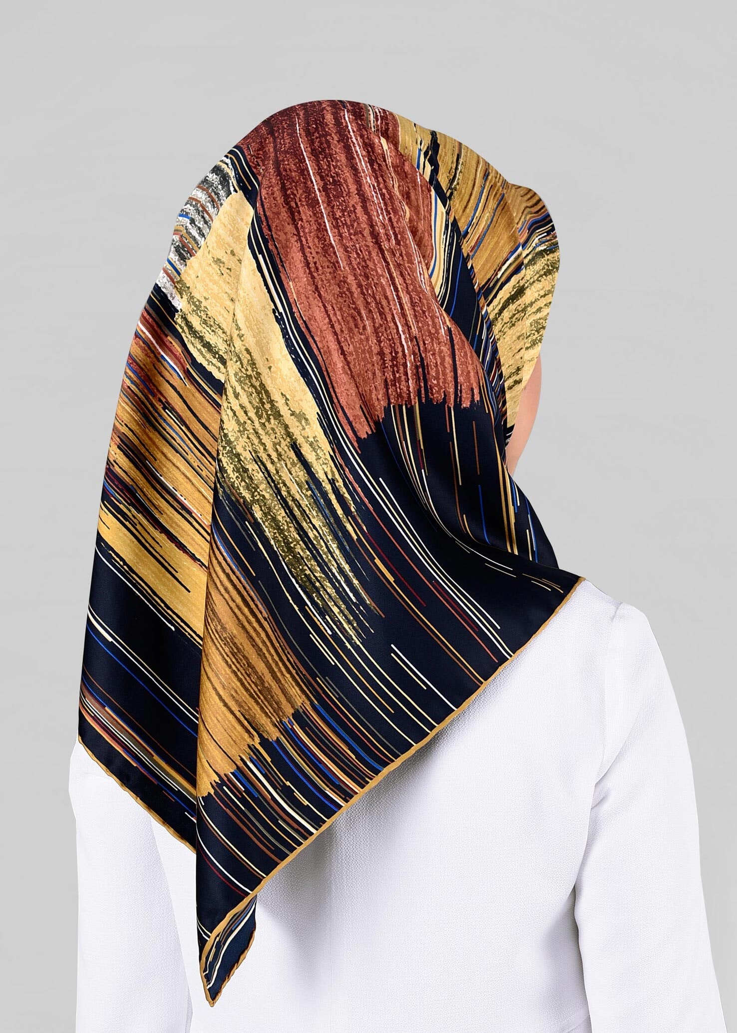 Tesettür giyim LACİVERT 12795-01  ALVİNA DESENLİ EŞARP