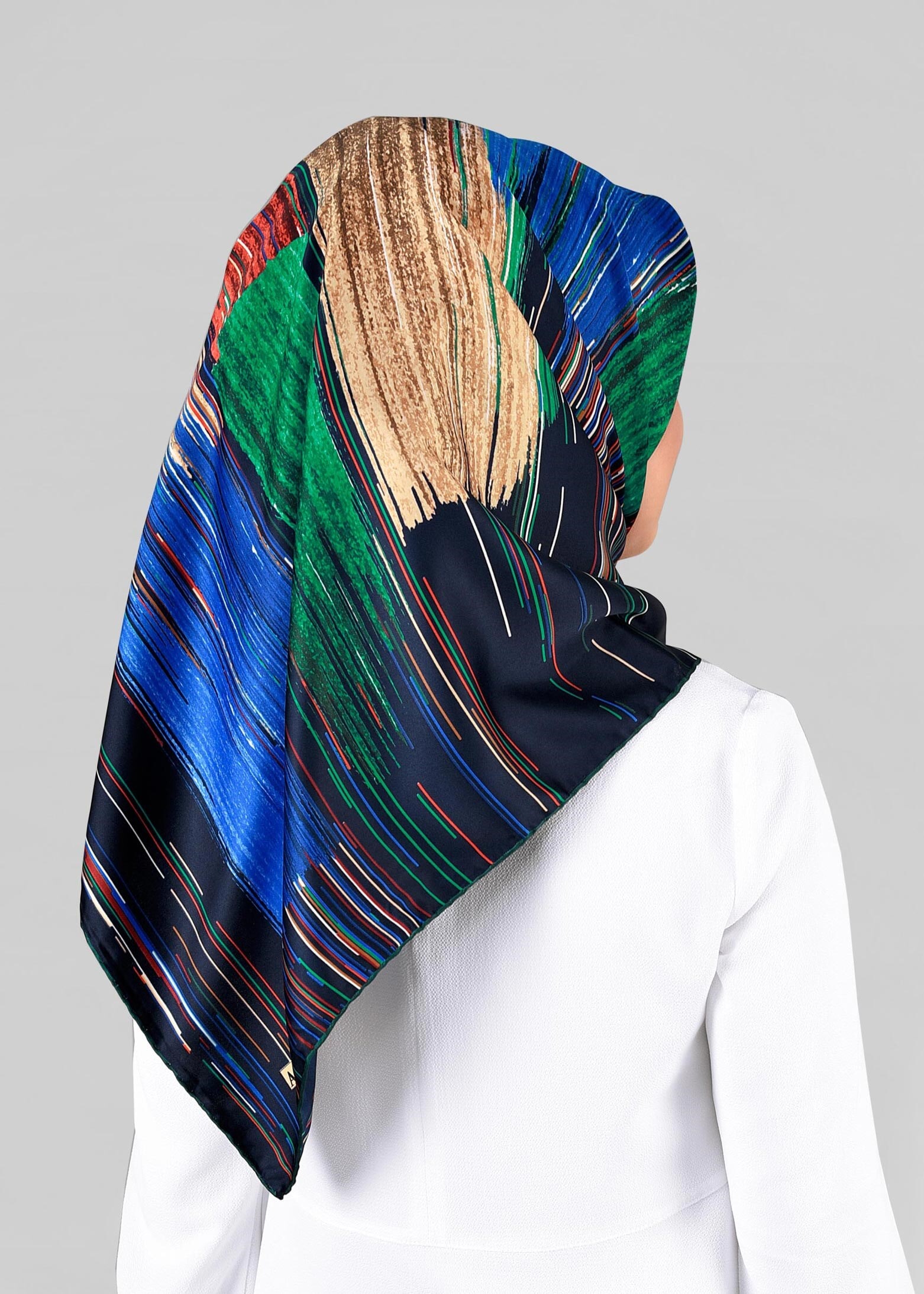 Tesettür giyim LACİVERT 12795-01  ALVİNA DESENLİ EŞARP