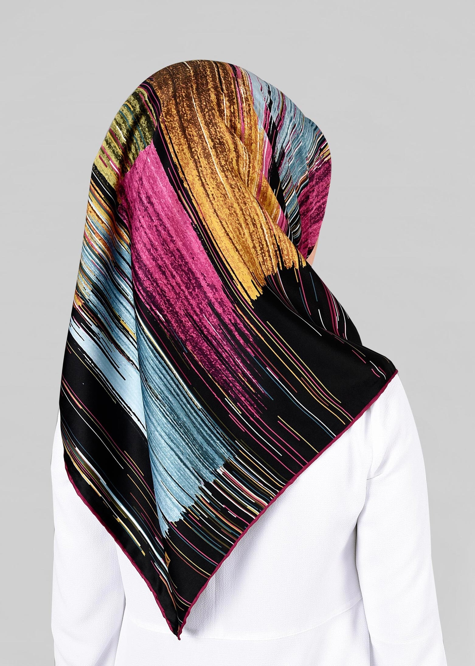 Tesettür giyim SİYAH 12795-01  ALVİNA DESENLİ EŞARP