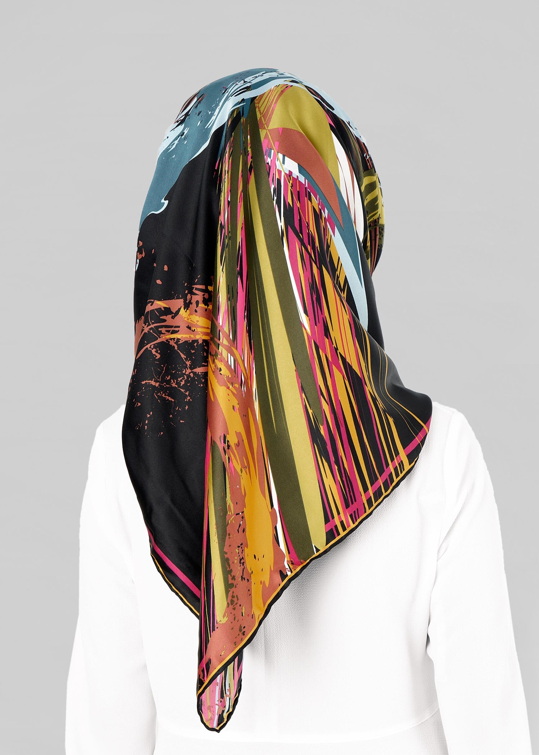 Tesettür giyim BEJ 12796-01 ALVİNA DESENLİ EŞARP