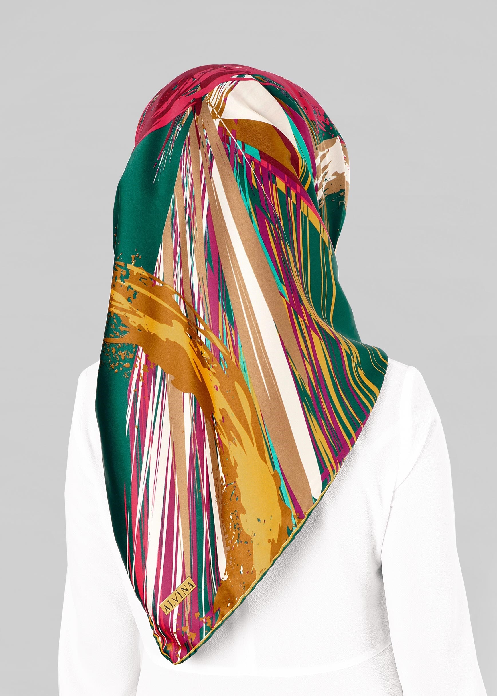 Tesettür giyim YEŞİL 12796-01 ALVİNA DESENLİ EŞARP