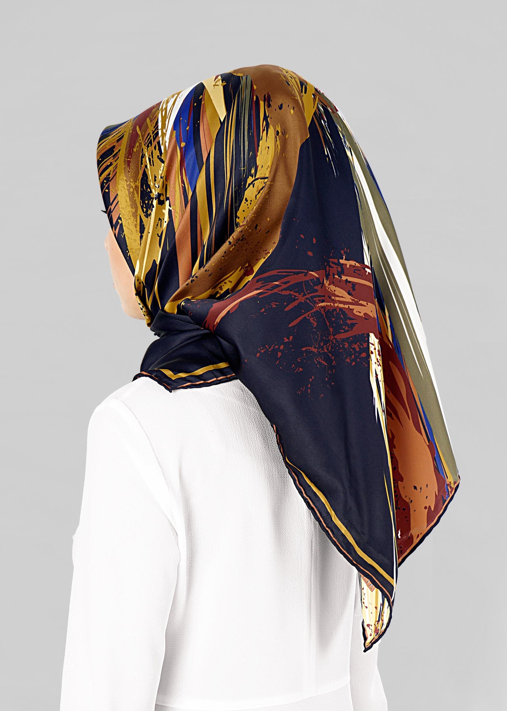 Tesettür giyim LACİVERT 12796-01 ALVİNA DESENLİ EŞARP