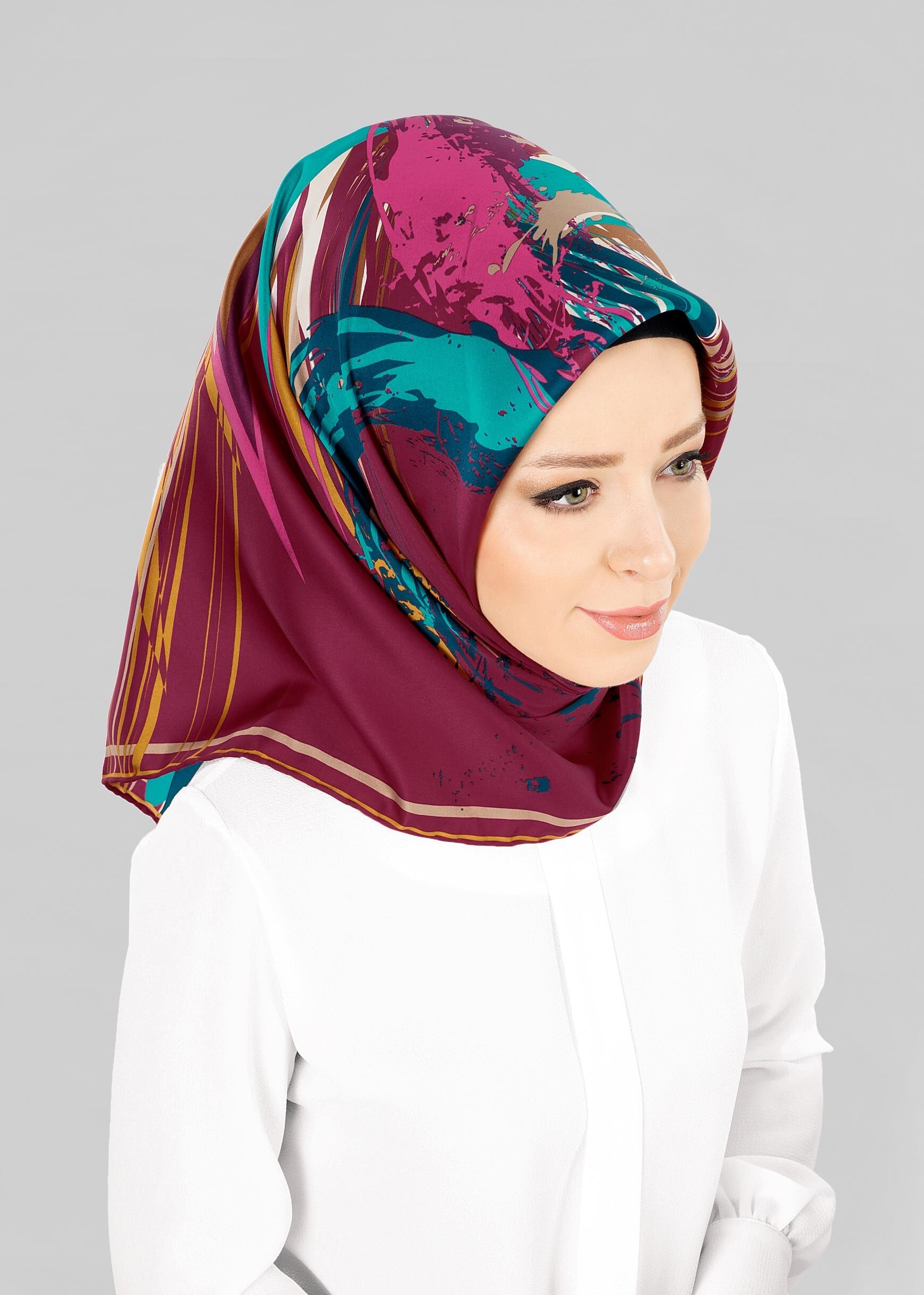 Tesettür giyim MOR 12796-01 ALVİNA DESENLİ EŞARP