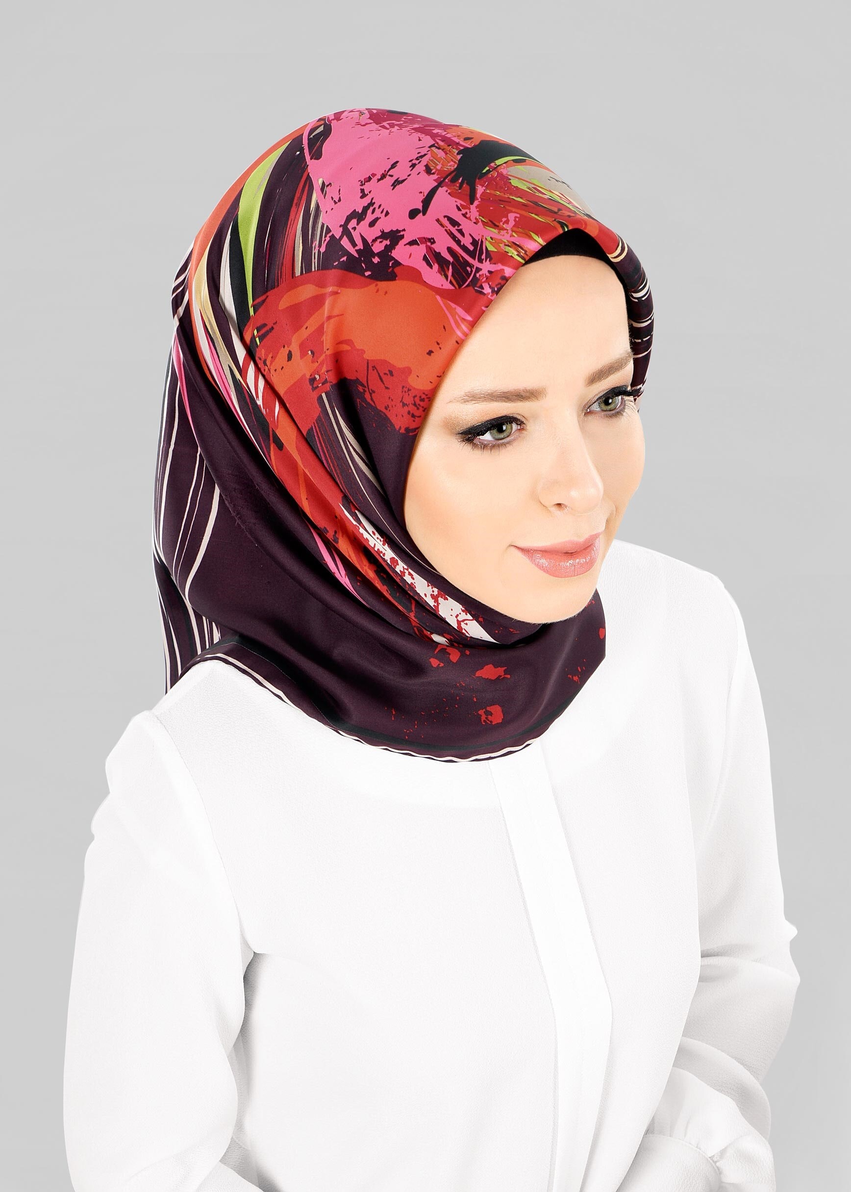 Tesettür giyim MOR 12796-01 ALVİNA DESENLİ EŞARP