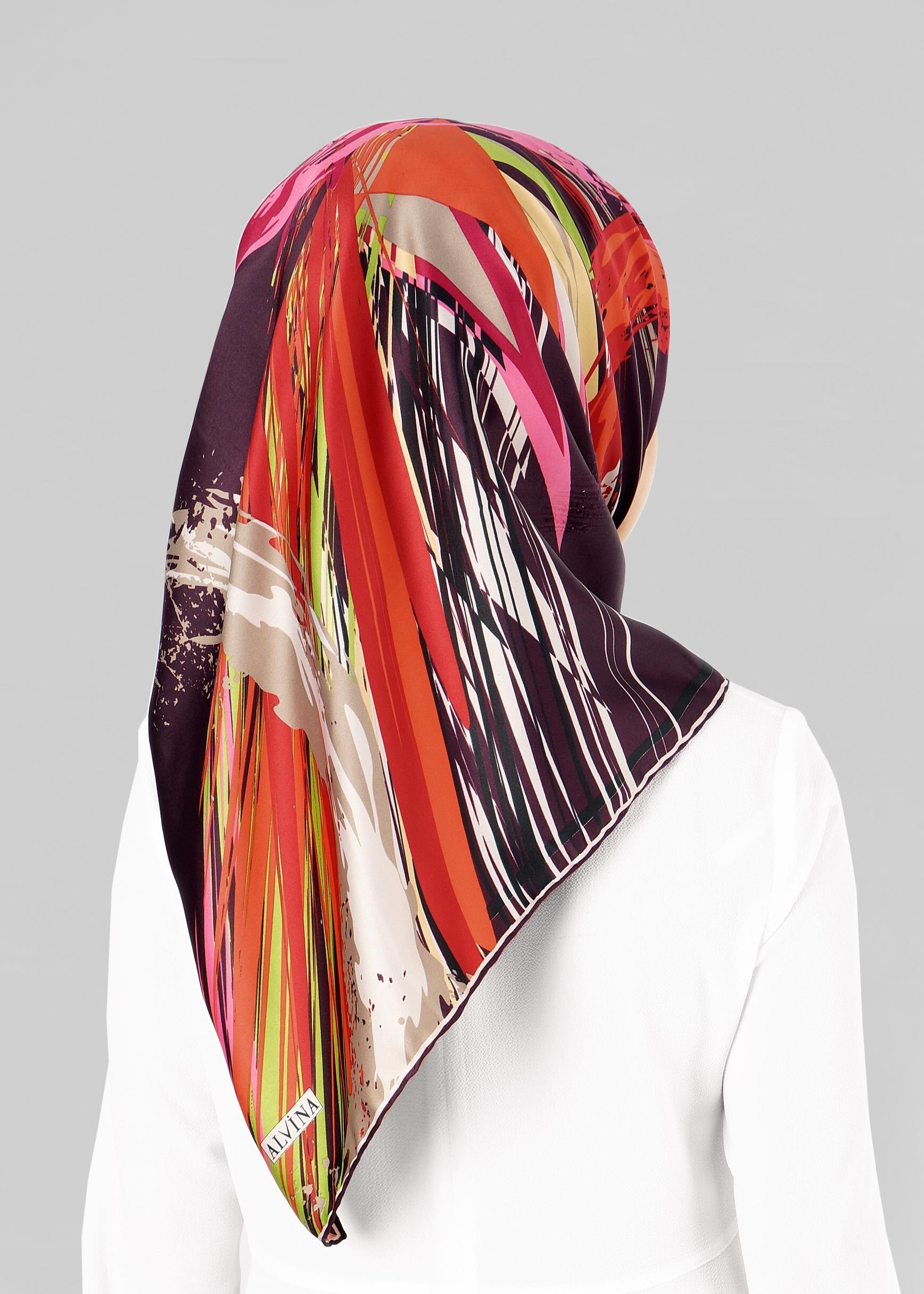 Tesettür giyim MOR 12796-01 ALVİNA DESENLİ EŞARP