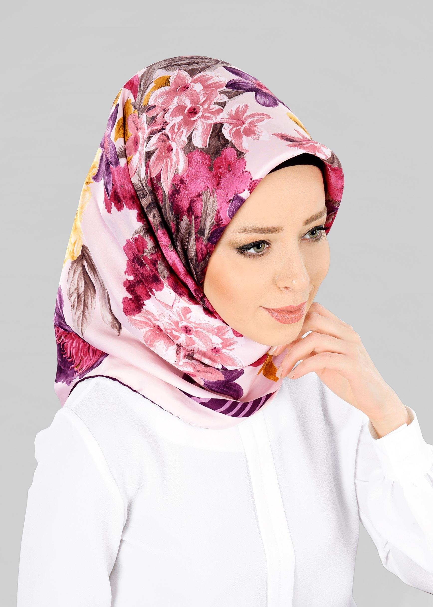 Tesettür giyim PUDRA 12800-1 ALVİNA DESENLİ EŞARP