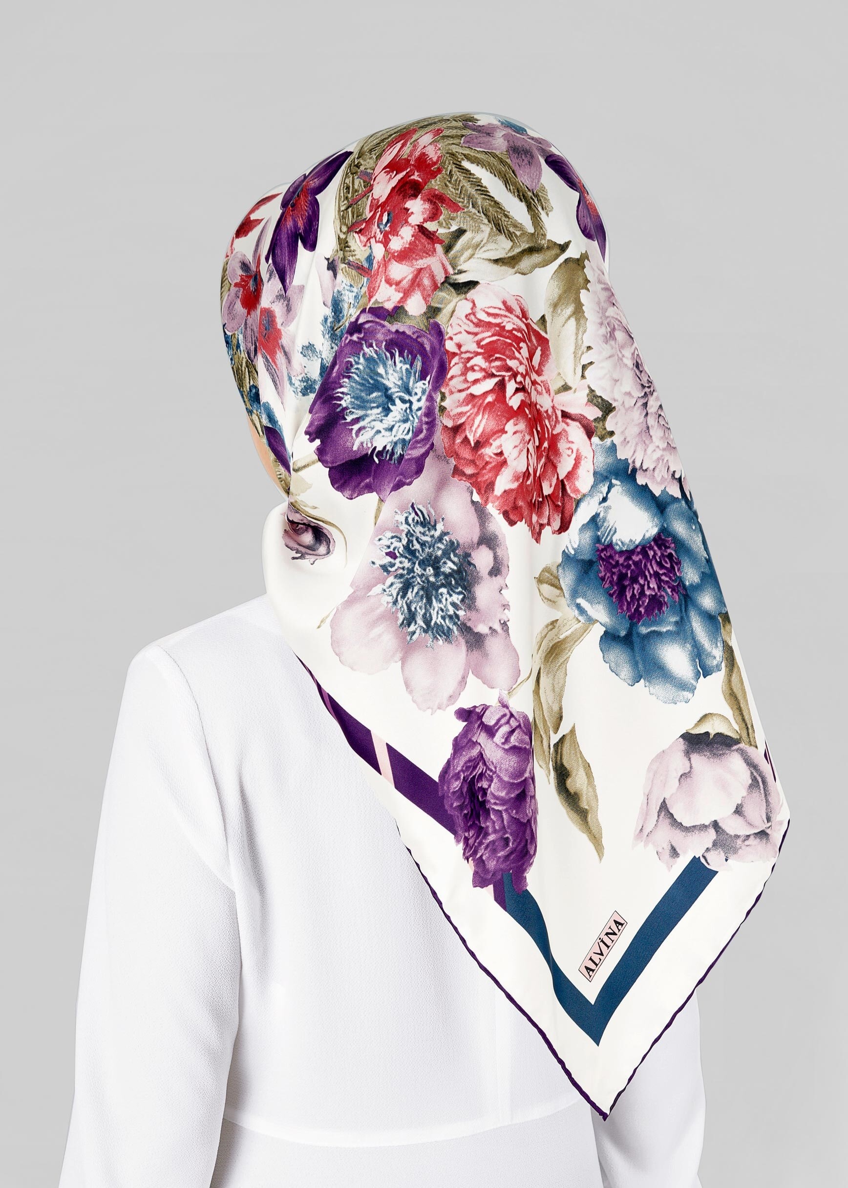 Tesettür giyim BEJ 12800-1 ALVİNA DESENLİ EŞARP