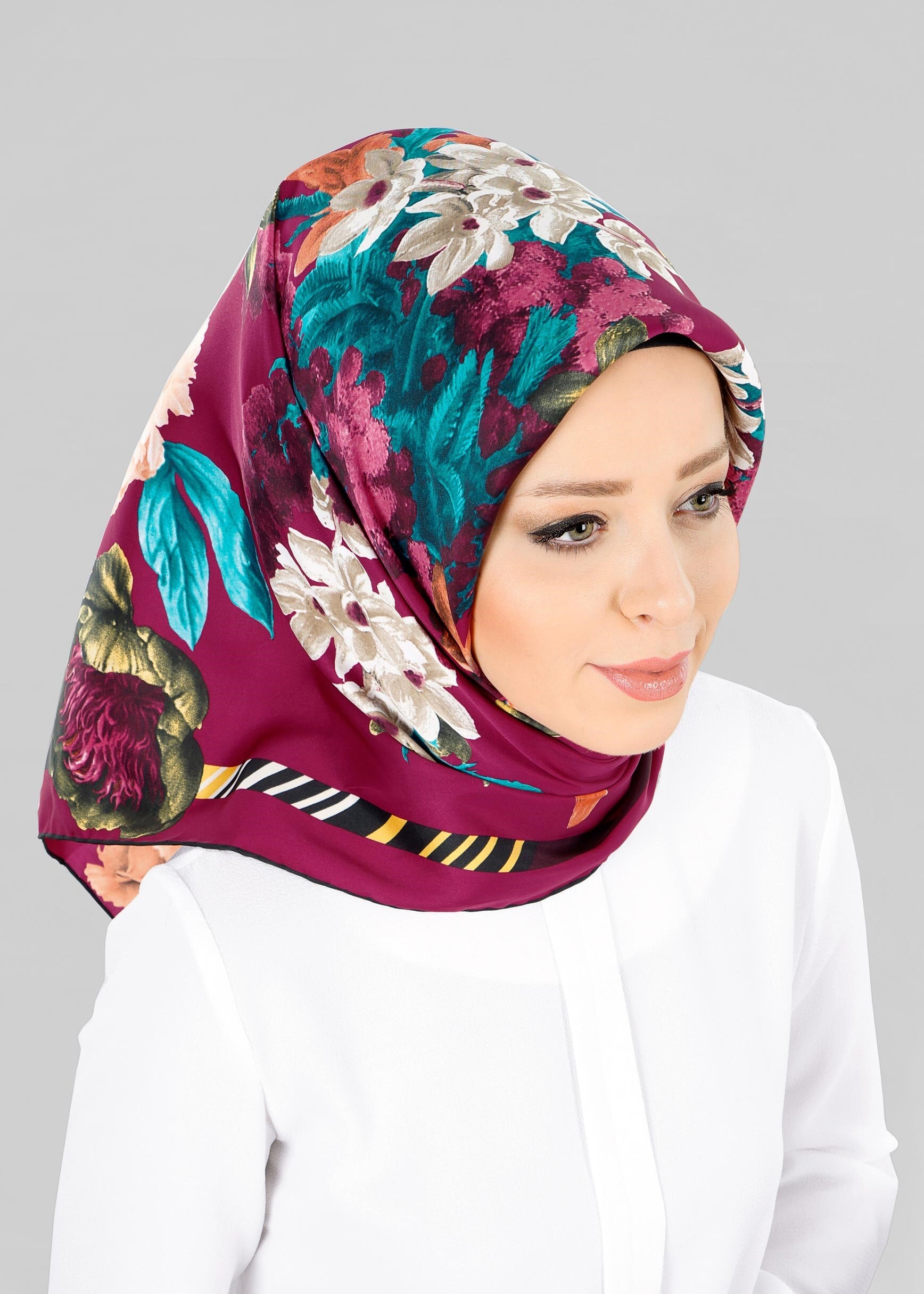 Tesettür giyim MOR 12800-1 ALVİNA DESENLİ EŞARP