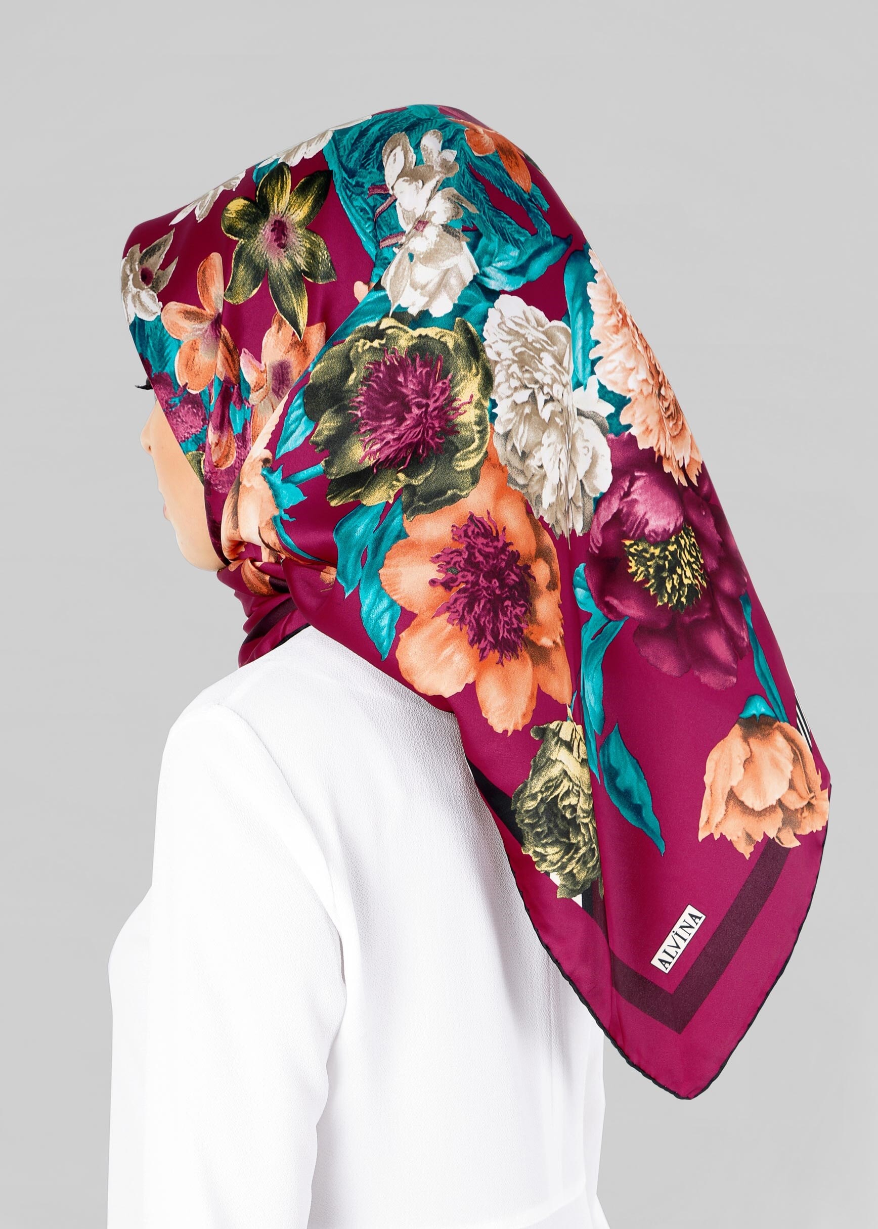 Tesettür giyim MOR 12800-1 ALVİNA DESENLİ EŞARP